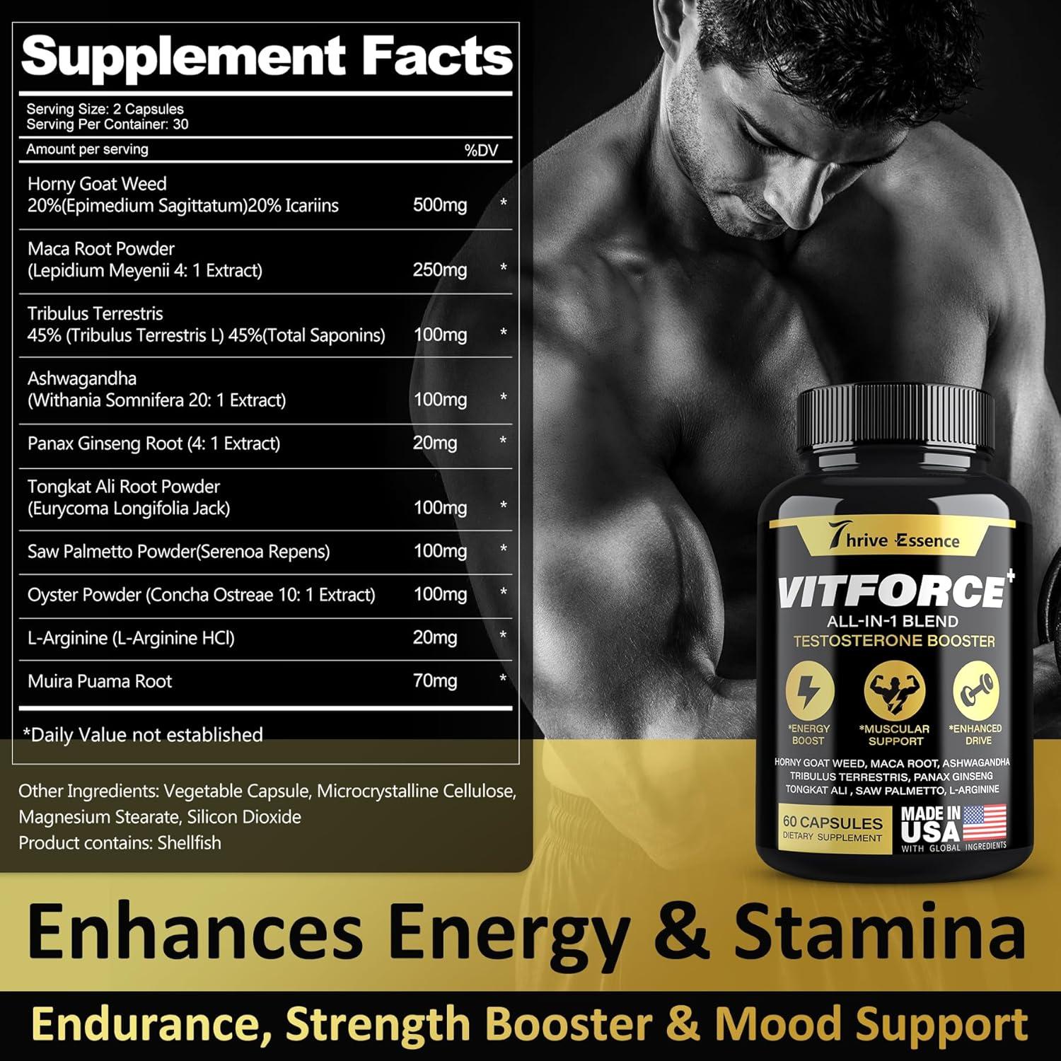 Suplemento Aumentador de Testosterona Thrive Essence 60 Cápsulas