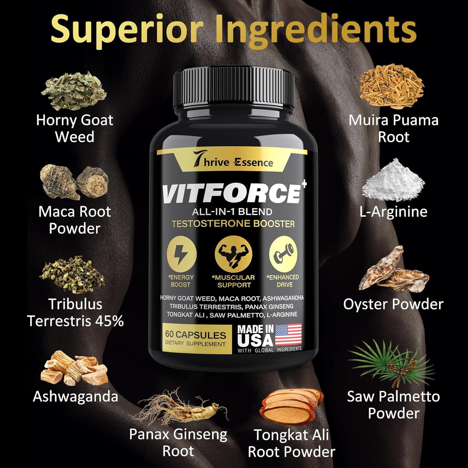 Suplemento Aumentador de Testosterona Thrive Essence 60 Cápsulas