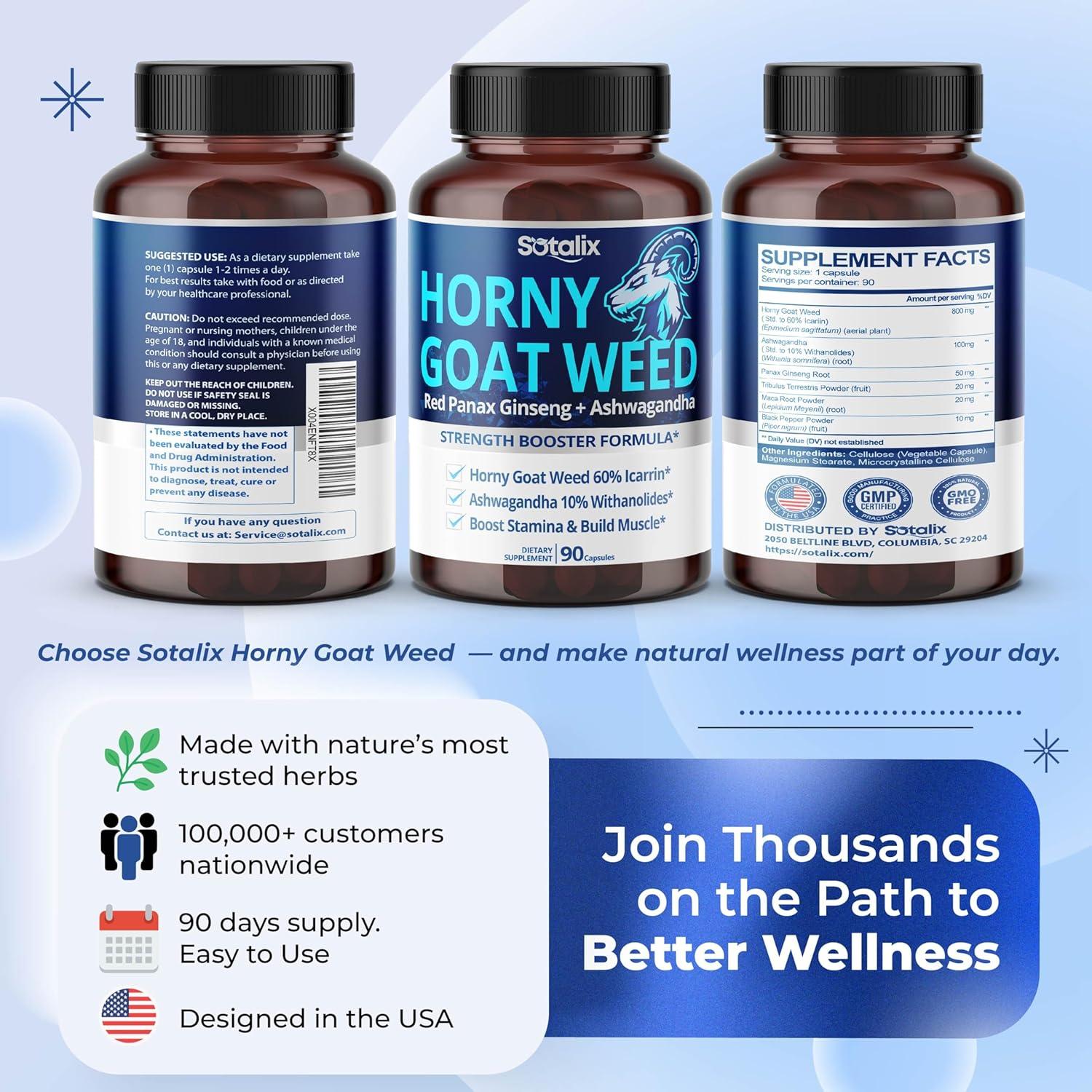 Suplemento Sotalix de Hierba de Cabra Horny 150 Cápsulas