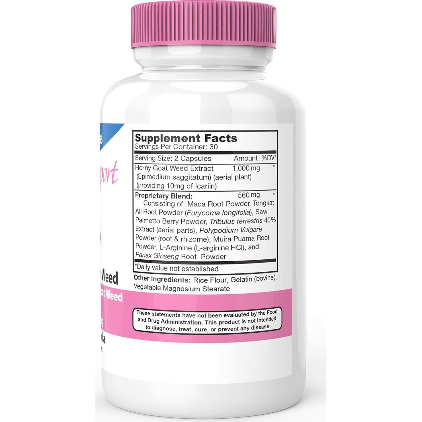 Suplemento de Libido para Mujeres DrFormulas con Hierba de Cabra Apasionada y Maca, 60 Cápsulas