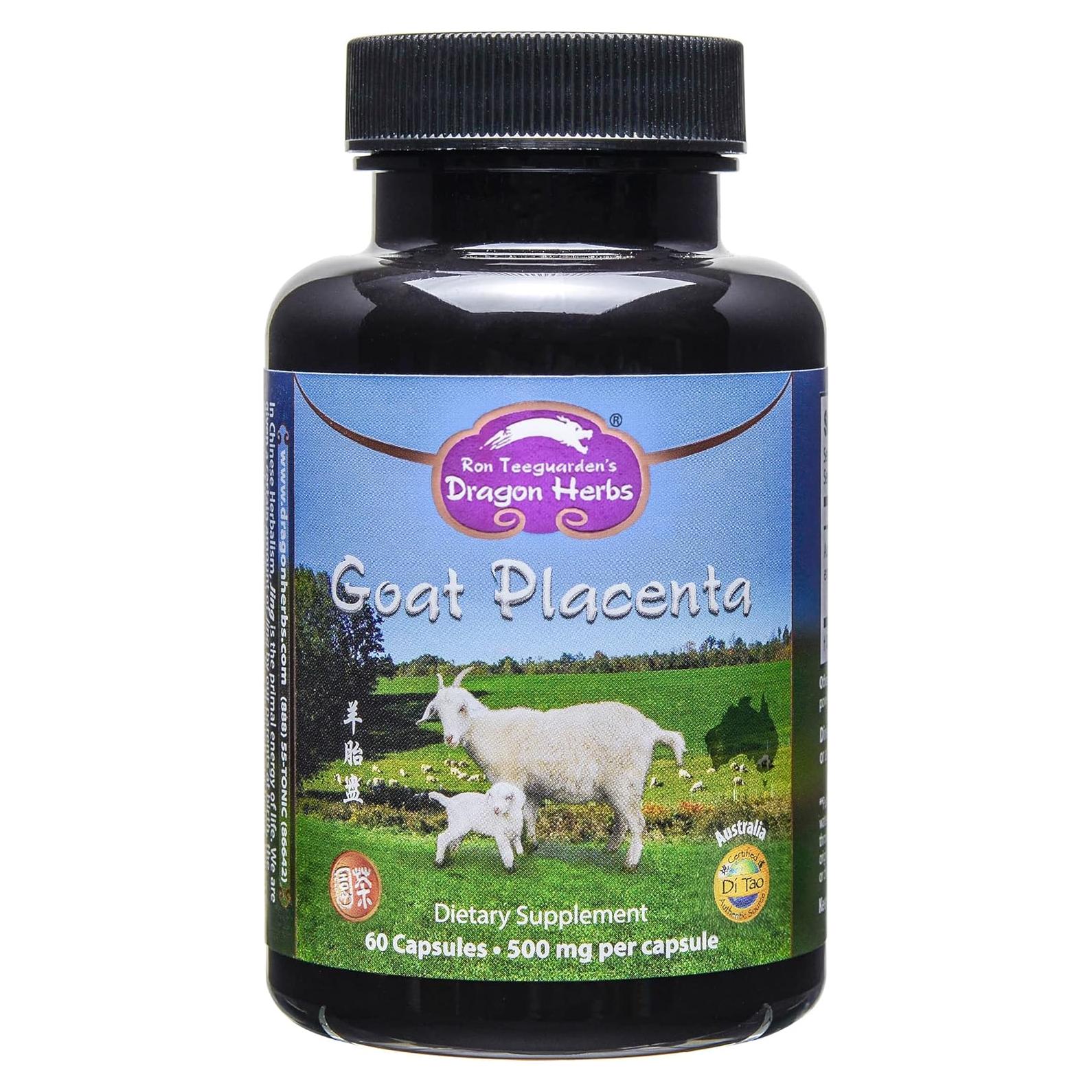 Cápsulas de Placenta de Cabra Dragon Herbs 500 mg - 60 Unidades