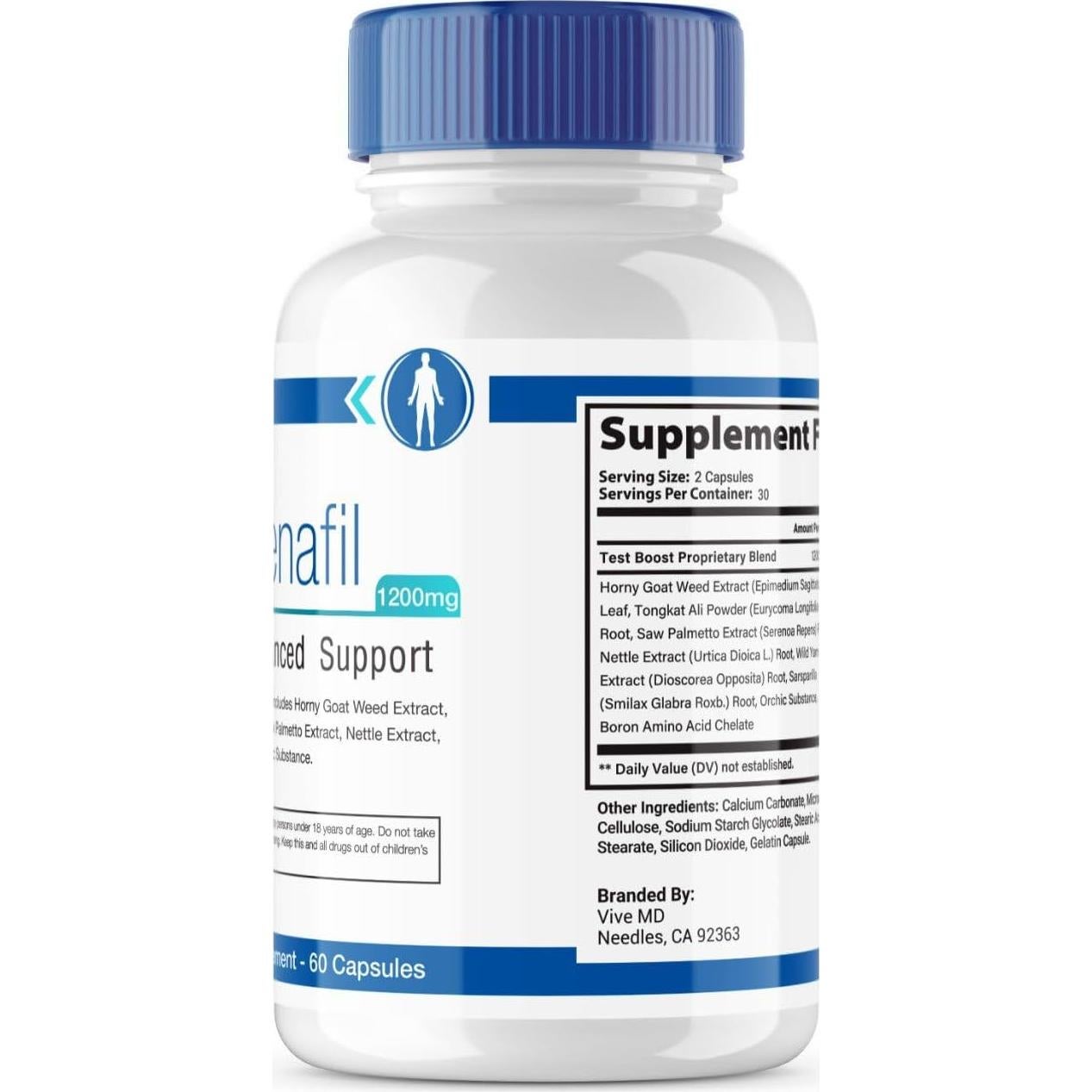 Pastillas VIVE MD Zydenafil 1200mg con Tongkat Ali - 60 Cápsulas