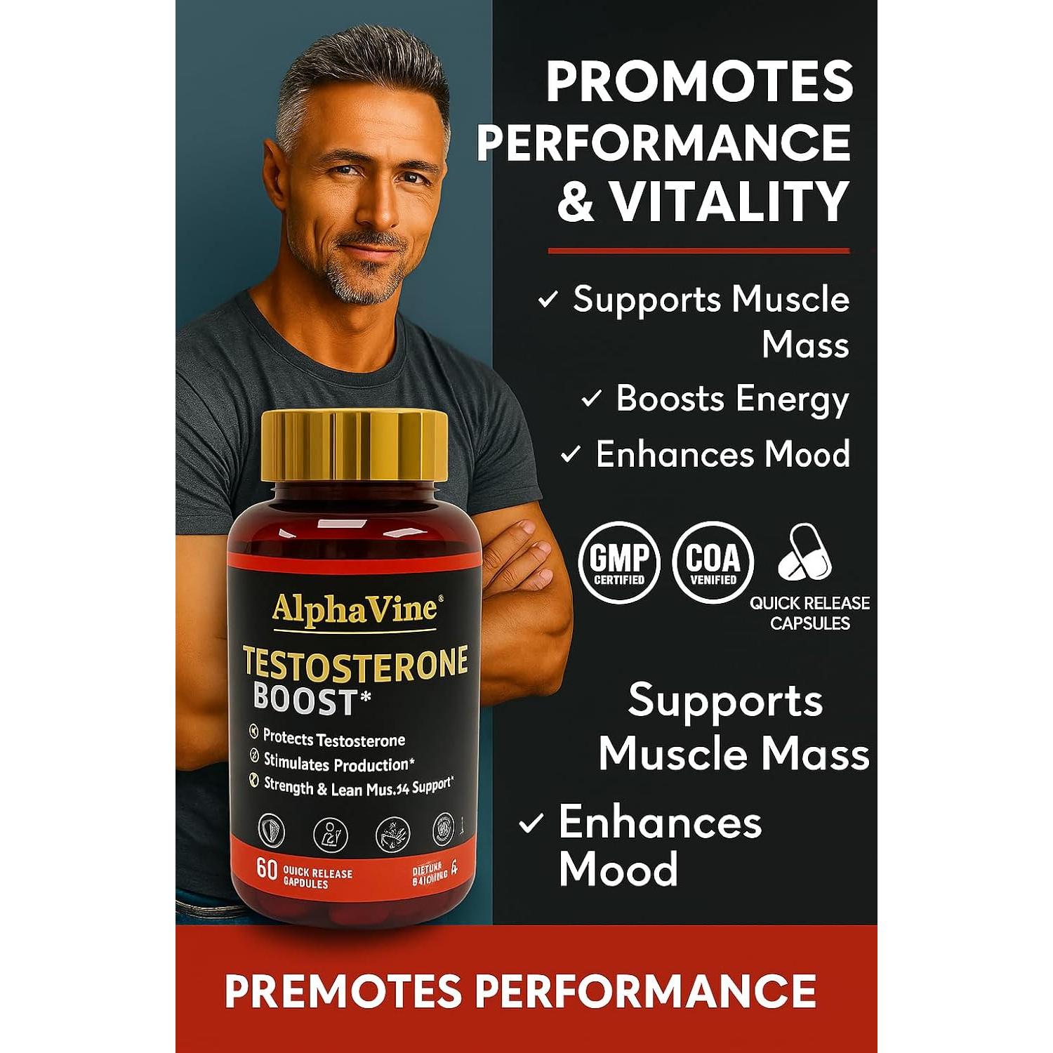 Acelerador de Testosterona ALPHAVINE 60 Cápsulas - Vitalidad Masculina