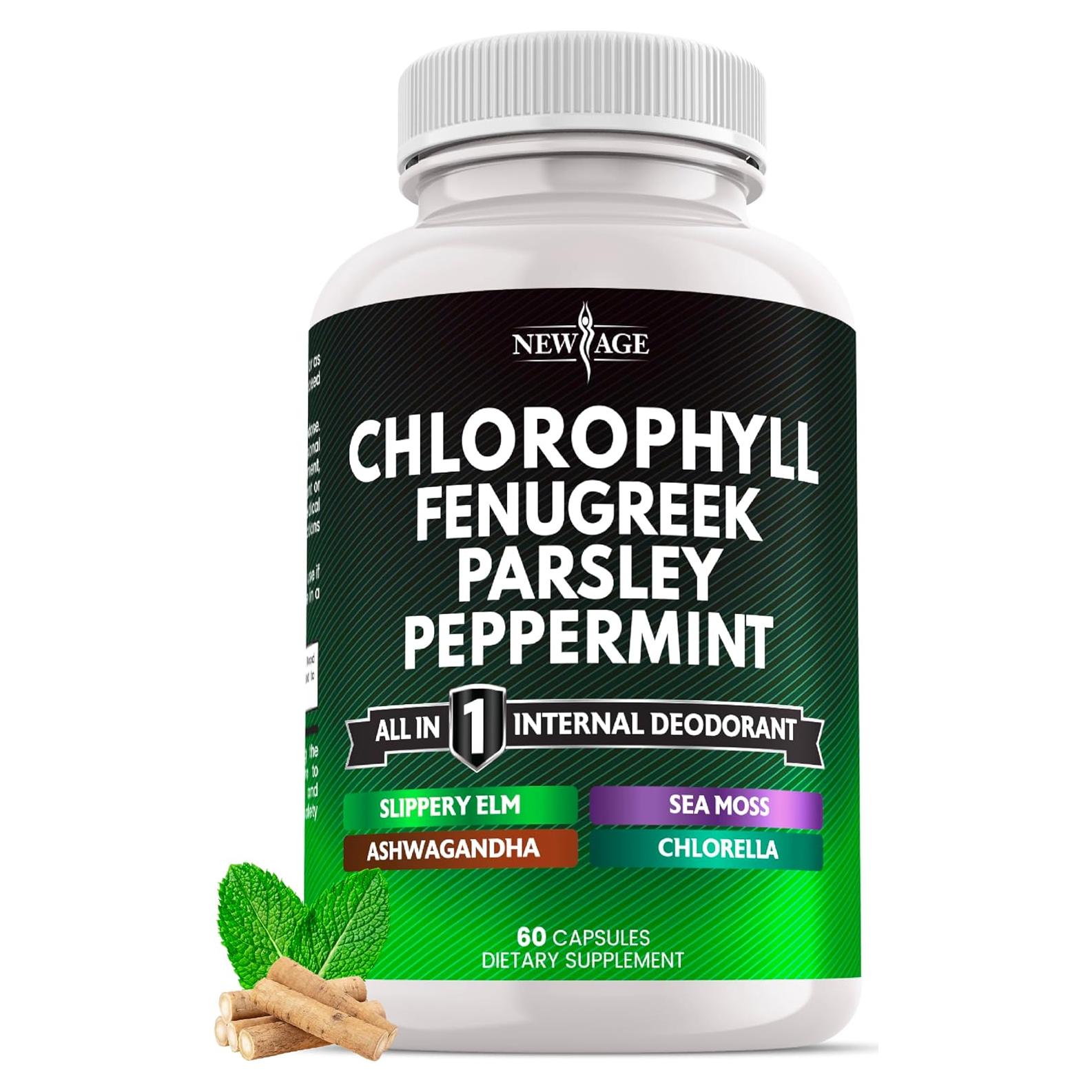 Cápsulas de Clorofila NEW AGE - Suplemento Desodorante Interno 60 Unidades