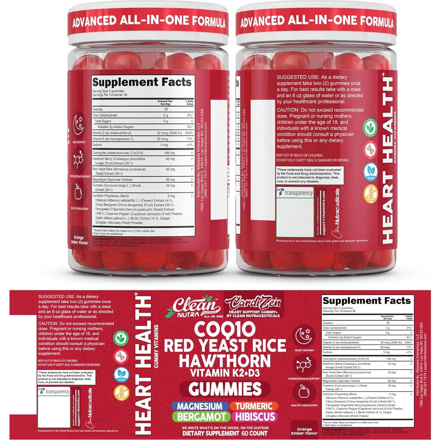 Gomitas Clean Nutraceuticals CoQ10 60 gomitas Suplemento Salud Cardíaca