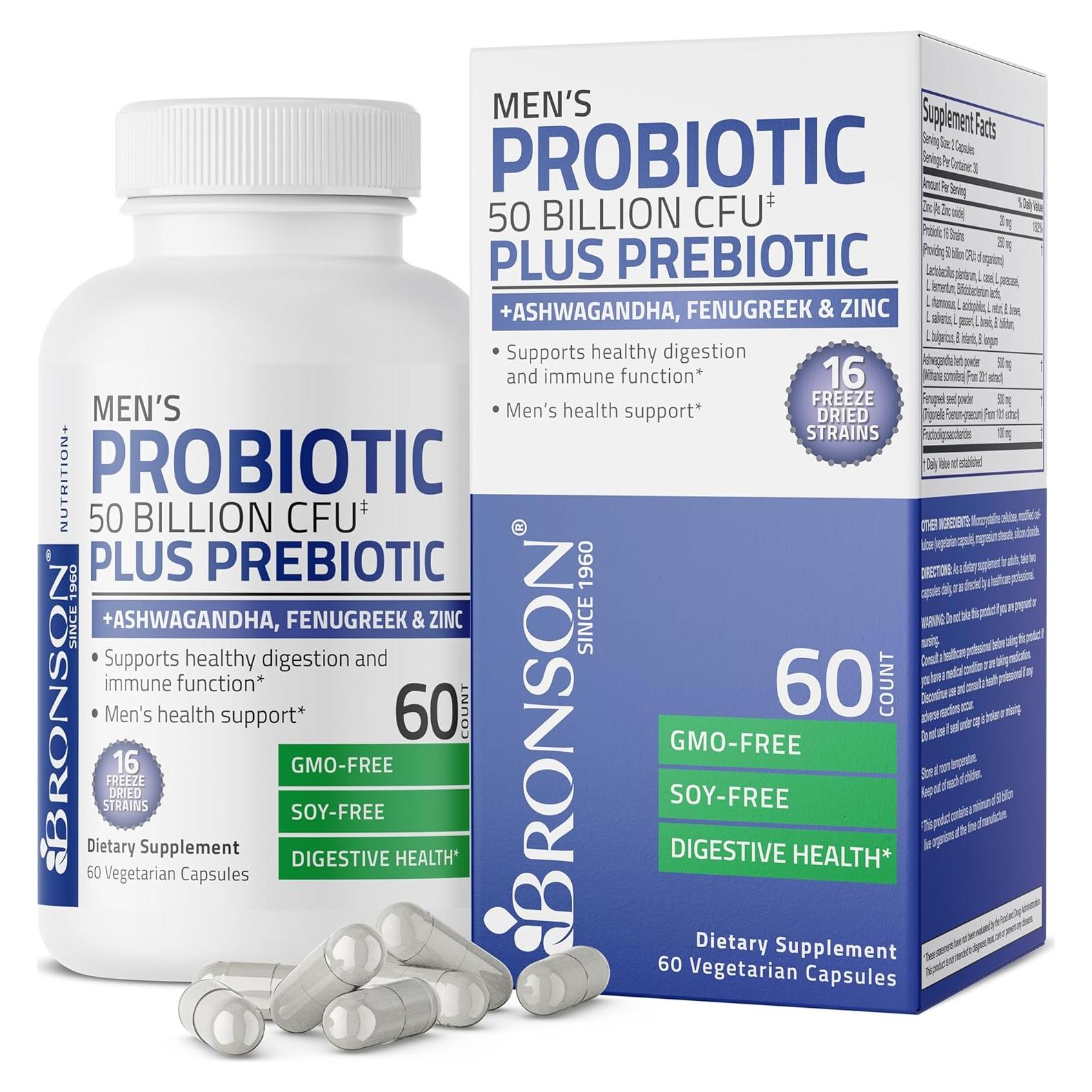 Probiótico para hombres Bronson 50 mil millones CFU 60 cápsulas