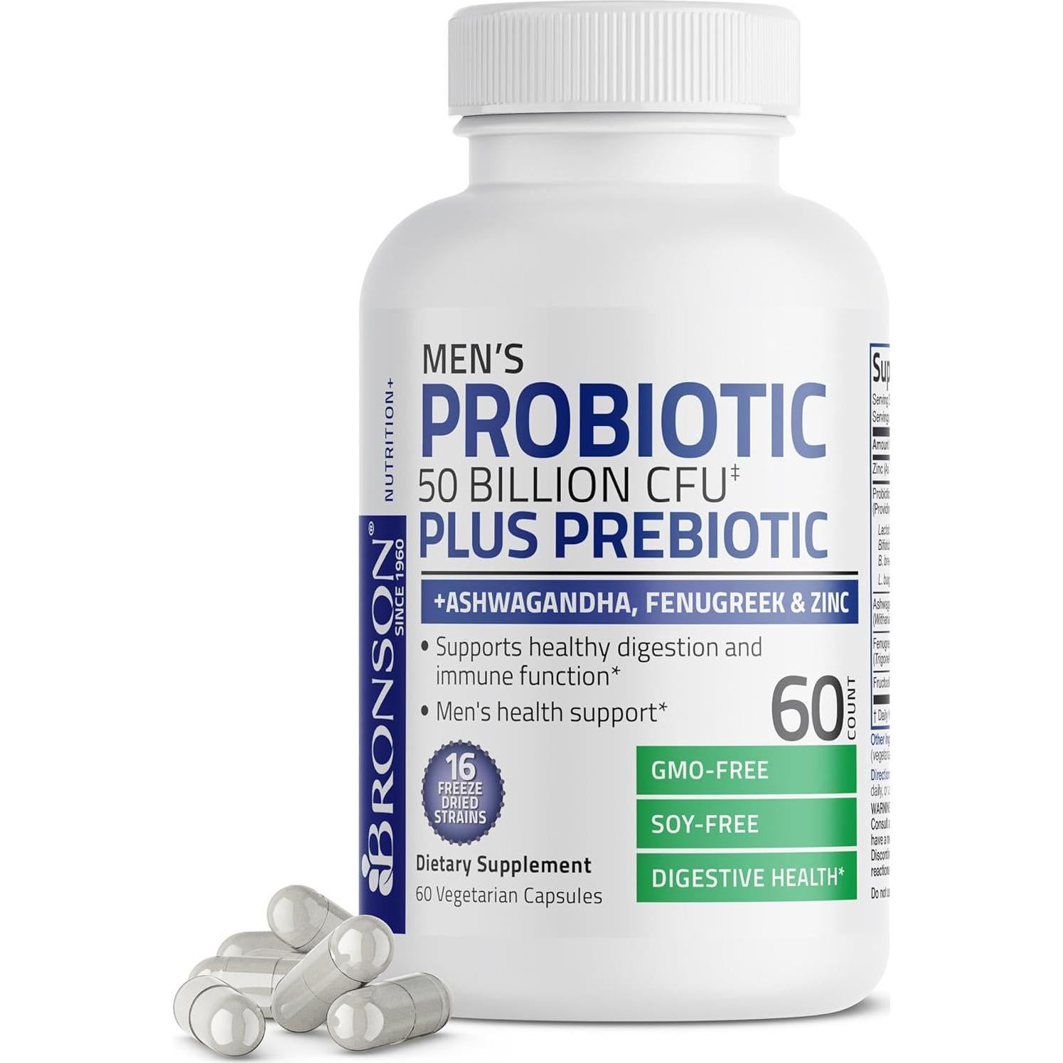 Probiótico para hombres Bronson 50 mil millones CFU 60 cápsulas