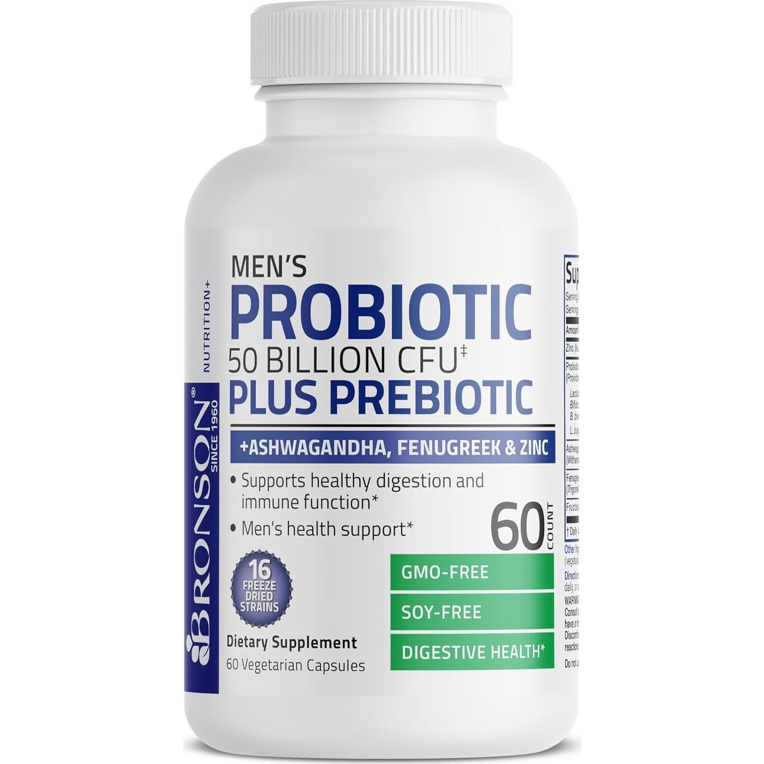 Probiótico para hombres Bronson 50 mil millones CFU 60 cápsulas