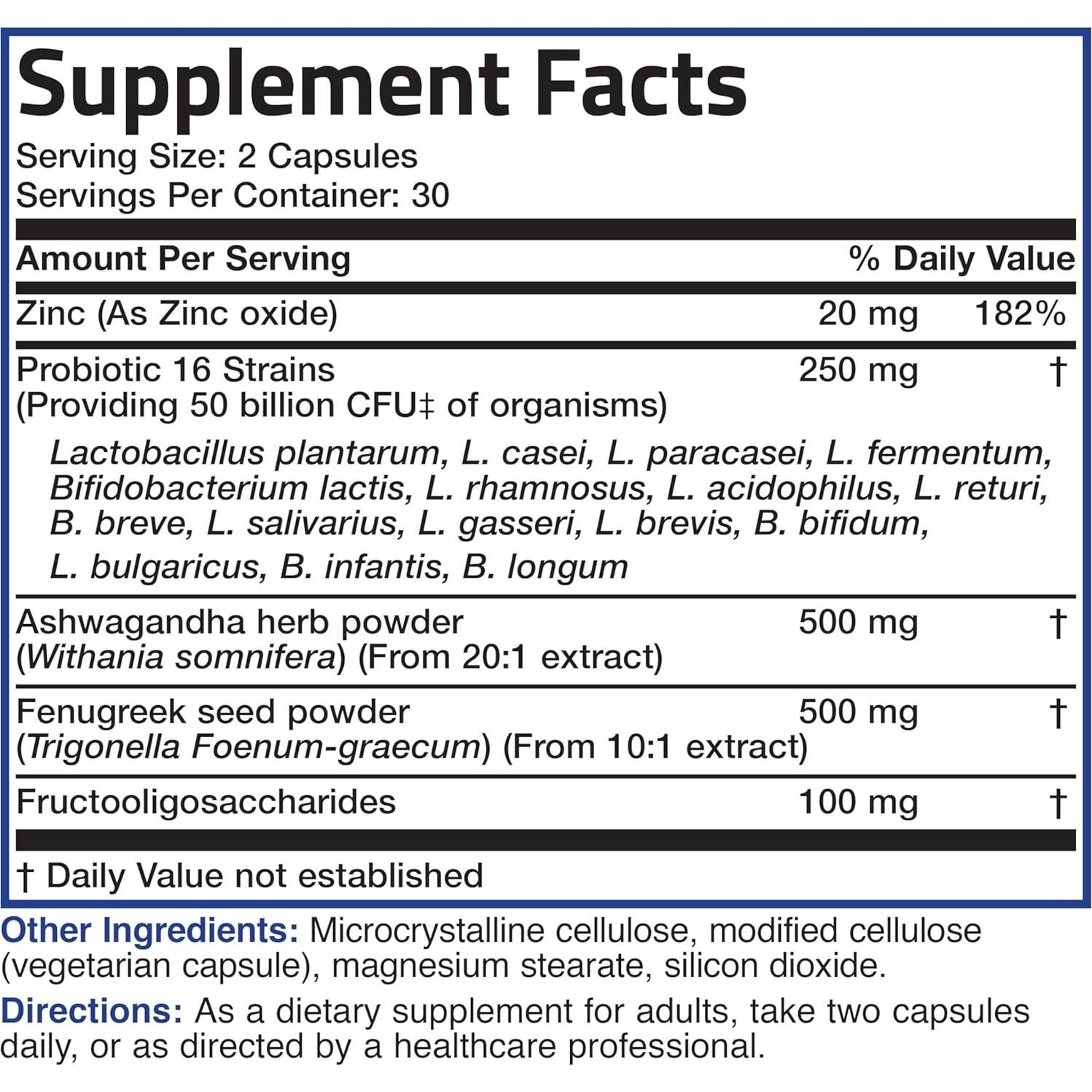 Probiótico para hombres Bronson 50 mil millones CFU 60 cápsulas