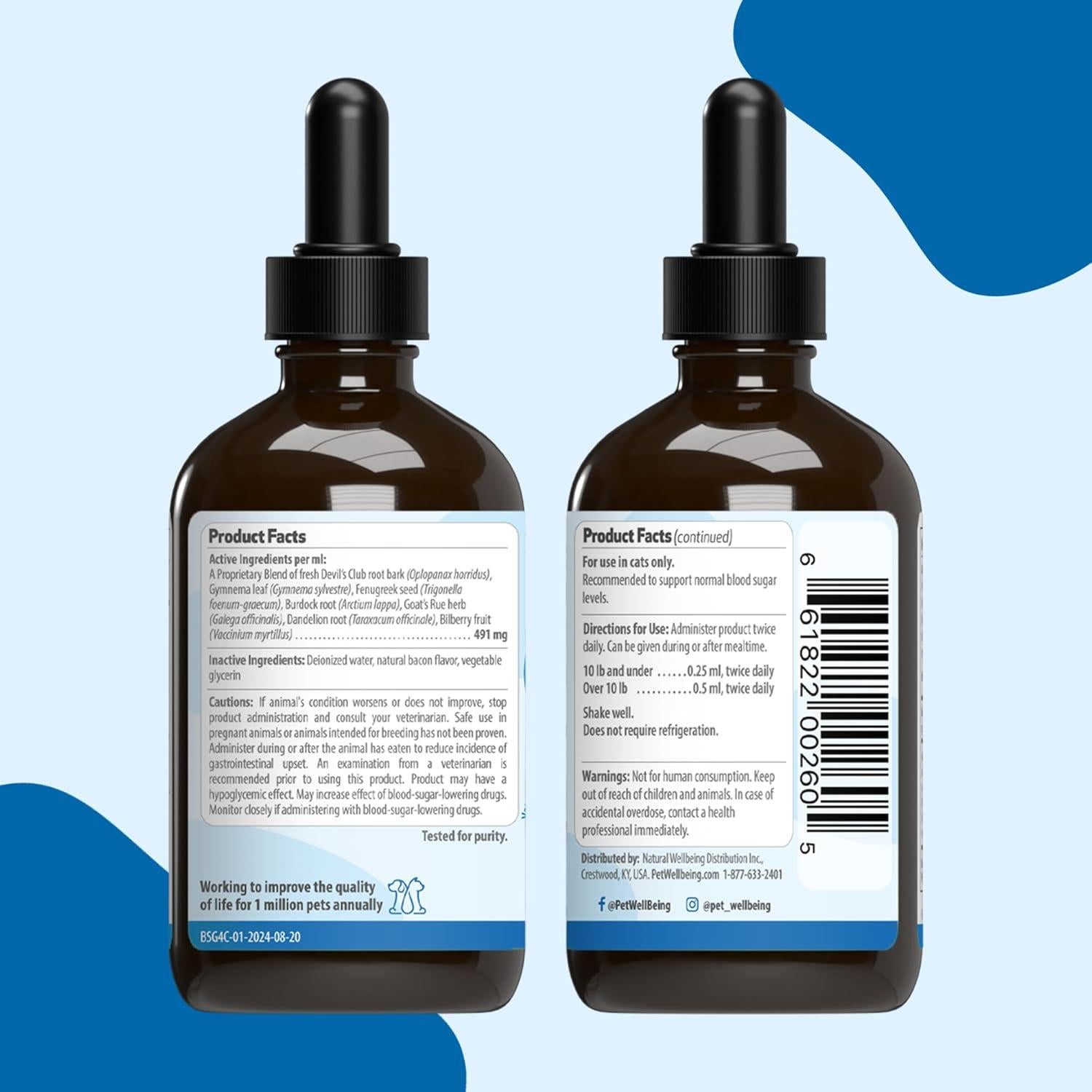 Suplemento Líquido para Gatos Pet Wellbeing Blood Sugar Gold 118ml