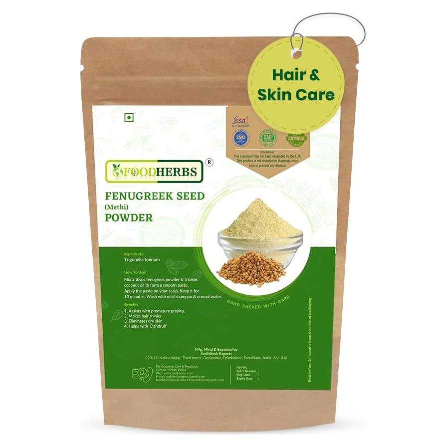 Polvo de Fenogreco Foodherbs 200 g - Semillas de Methi Natural