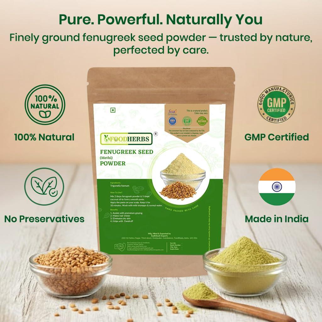 Polvo de Fenogreco Foodherbs 200 g - Semillas de Methi Natural