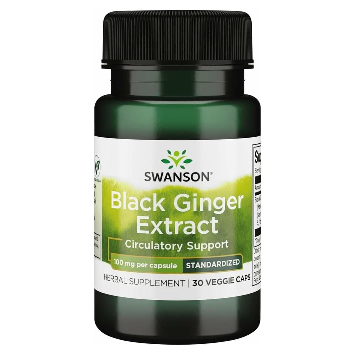 Extracto de Jengibre Negro Swanson 30 Cápsulas 100mg