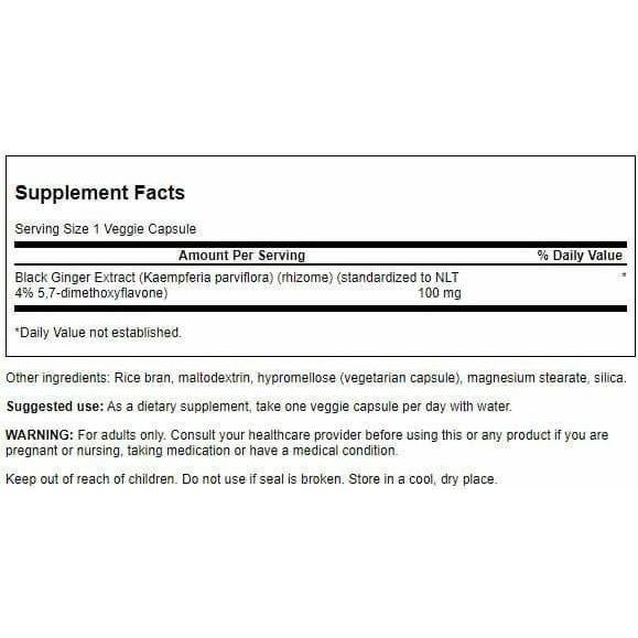 Extracto de Jengibre Negro Swanson 30 Cápsulas 100mg