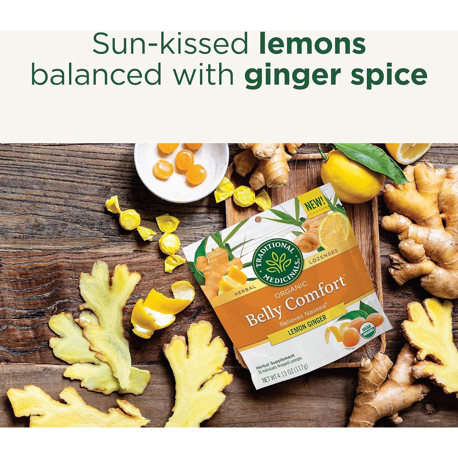 Pastillas Digestivas Orgánicas Limón Jengibre - 30 Unidades - Medicinales Tradicionales