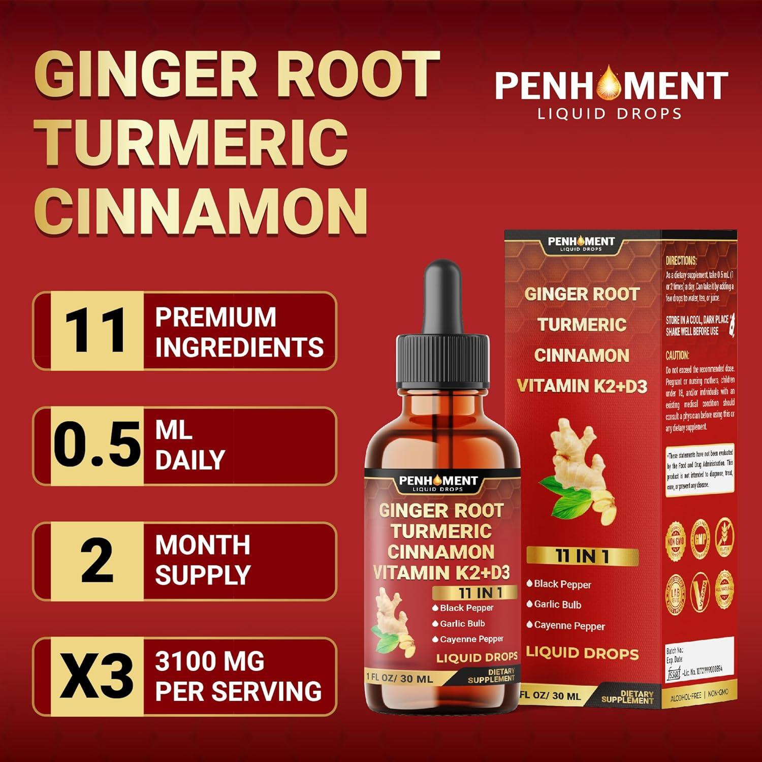 Extracto de Jengibre Líquido 11 en 1 PENHOMENT 29.57 ml