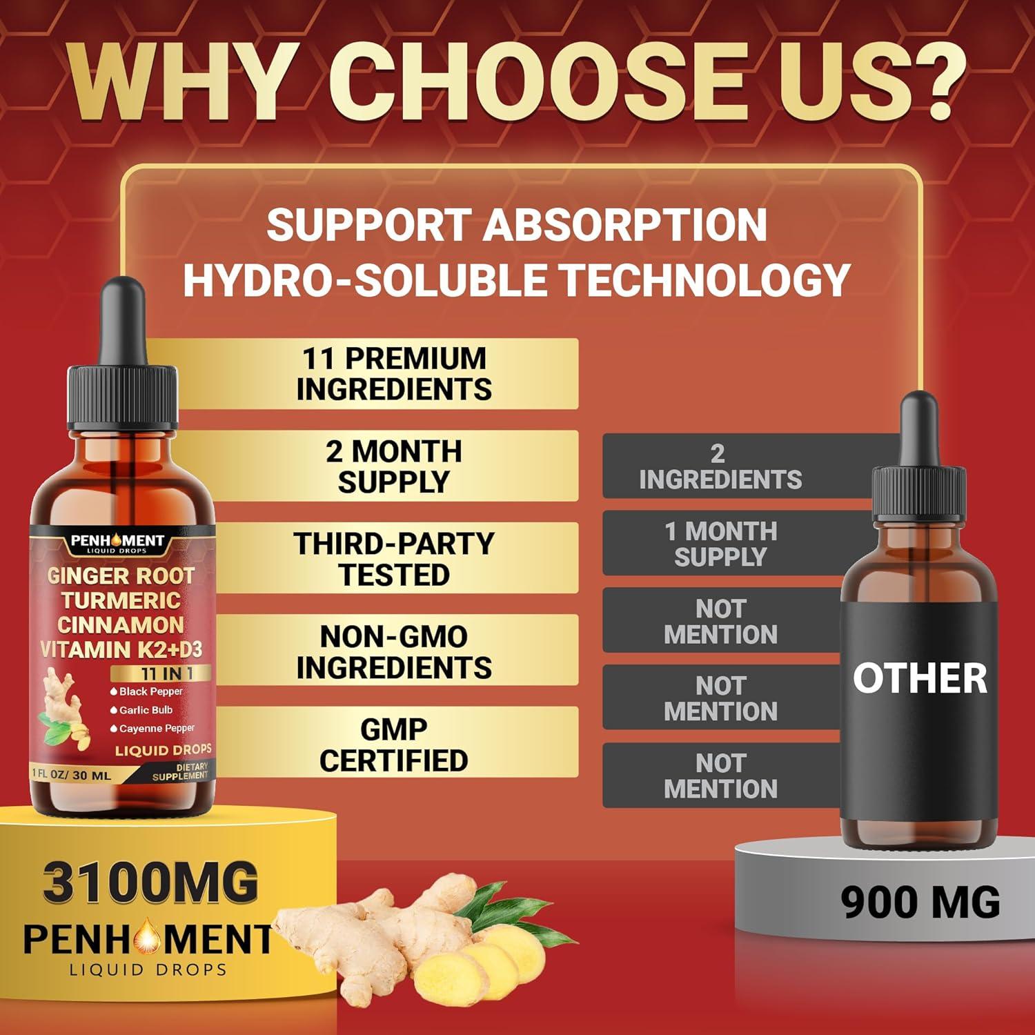 Extracto de Jengibre Líquido 11 en 1 PENHOMENT 29.57 ml