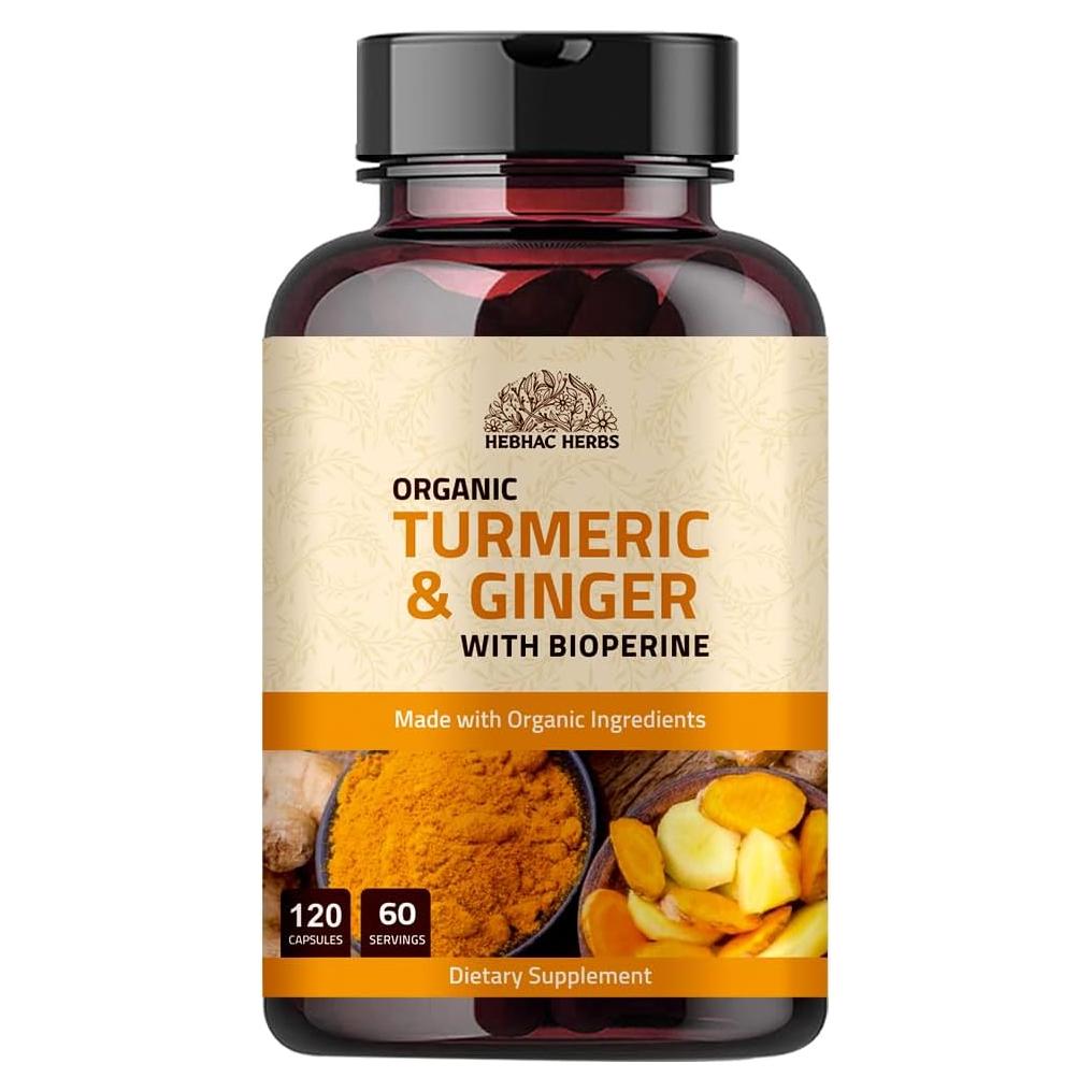 Cápsulas de Cúrcuma y Jengibre Hebhac 1000 mg 120 Unidades