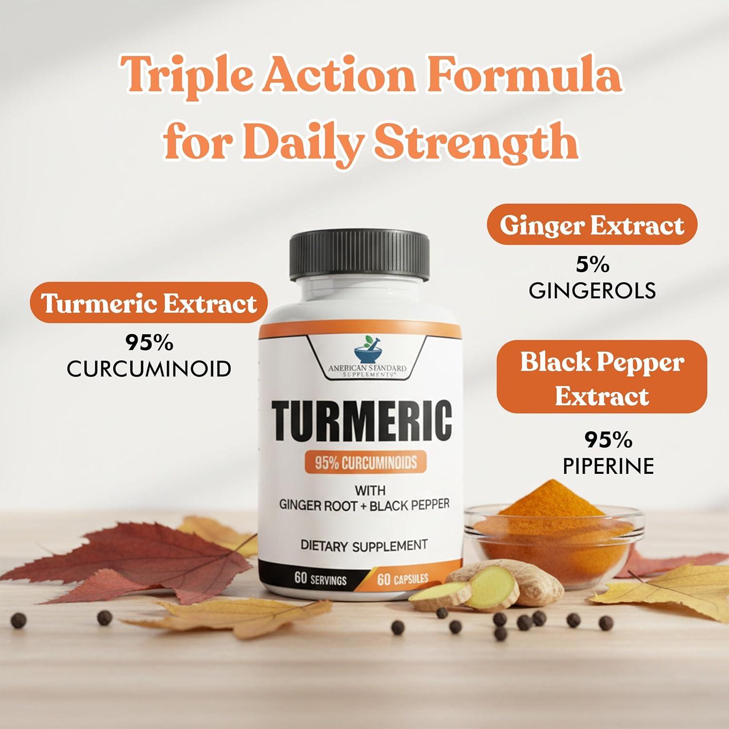 Extracto de Cúrcuma American Standard - 95% Curcumina 60 Cápsulas Veganas