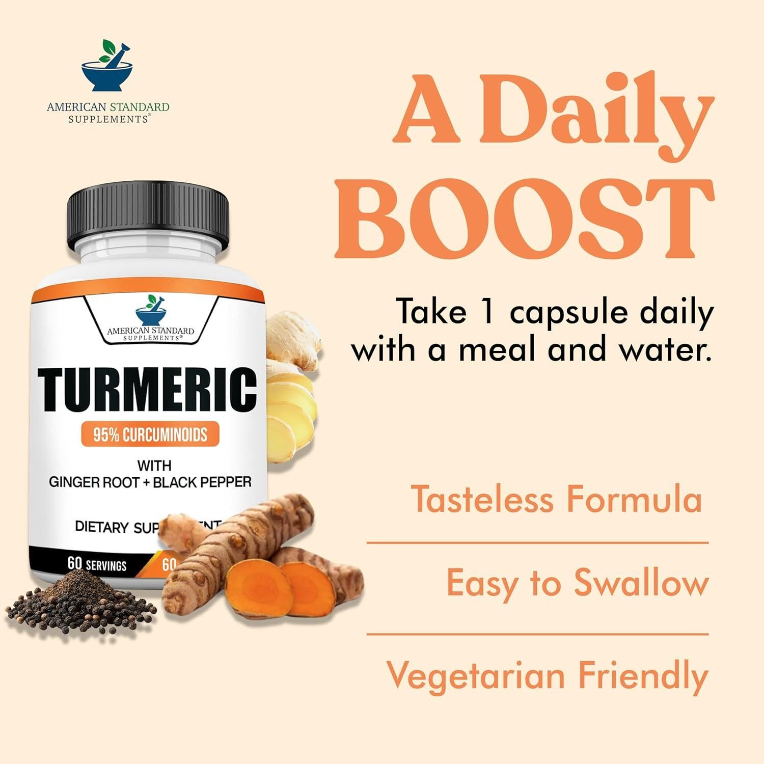 Extracto de Cúrcuma American Standard - 95% Curcumina 60 Cápsulas Veganas