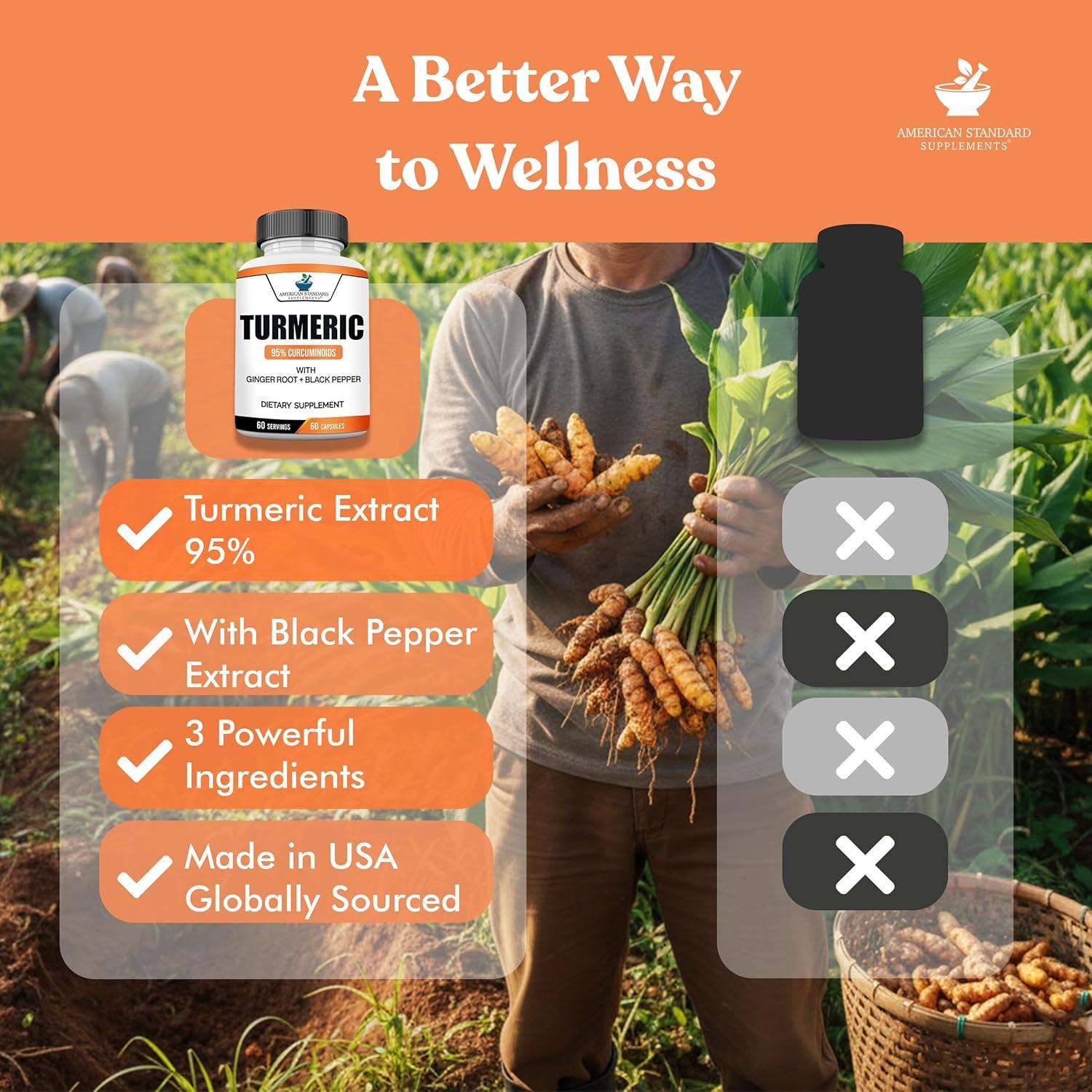 Extracto de Cúrcuma American Standard - 95% Curcumina 60 Cápsulas Veganas