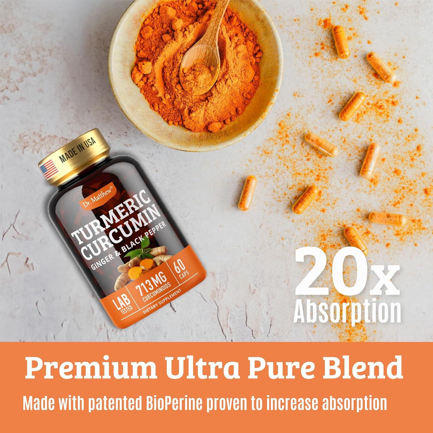 Cápsulas de Cúrcuma 1000mg Dr. Matthew con Pimienta Negra