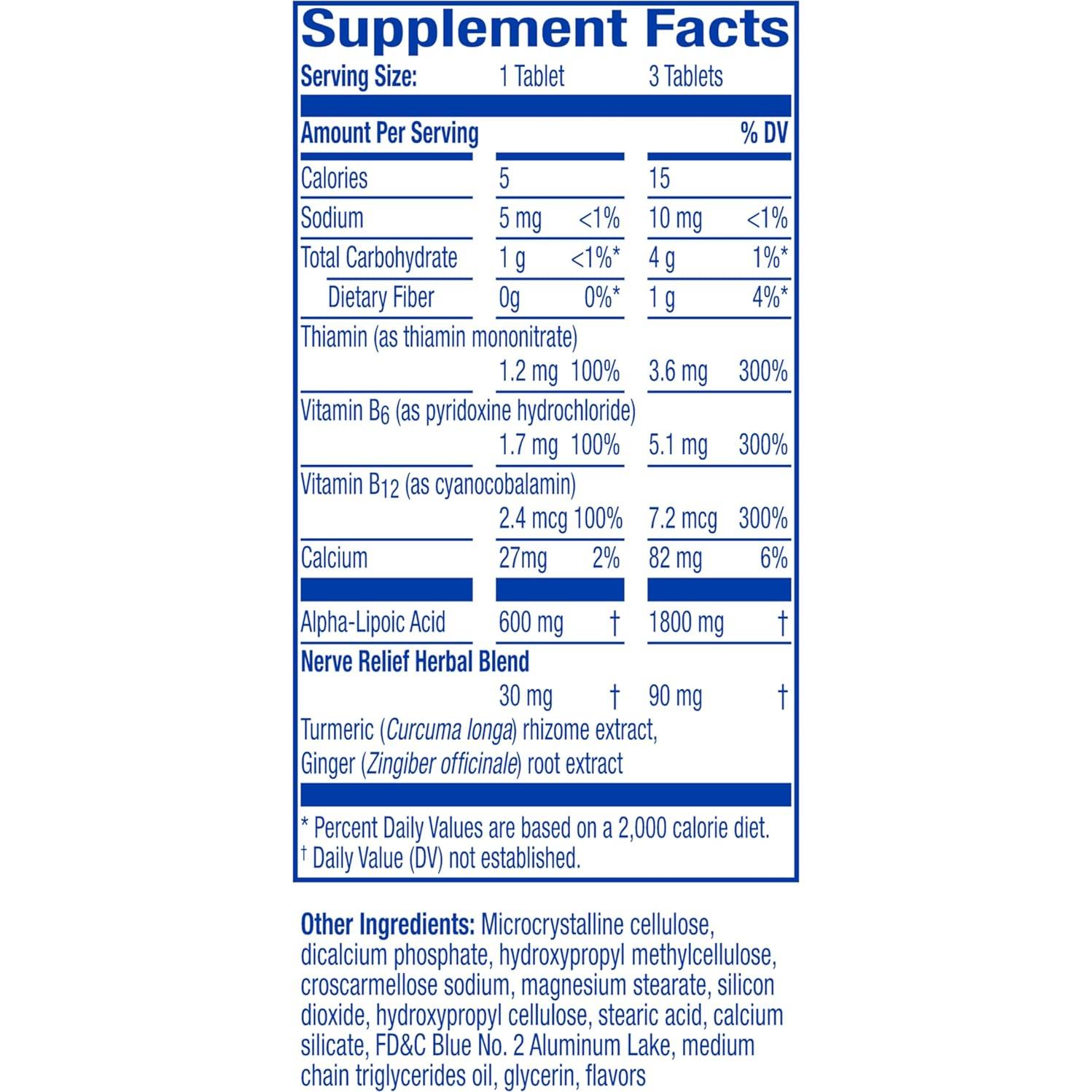 Nervive Alivio Nervioso 60 Tabletas - Ácido Alfa Lipoico y Vitaminas B