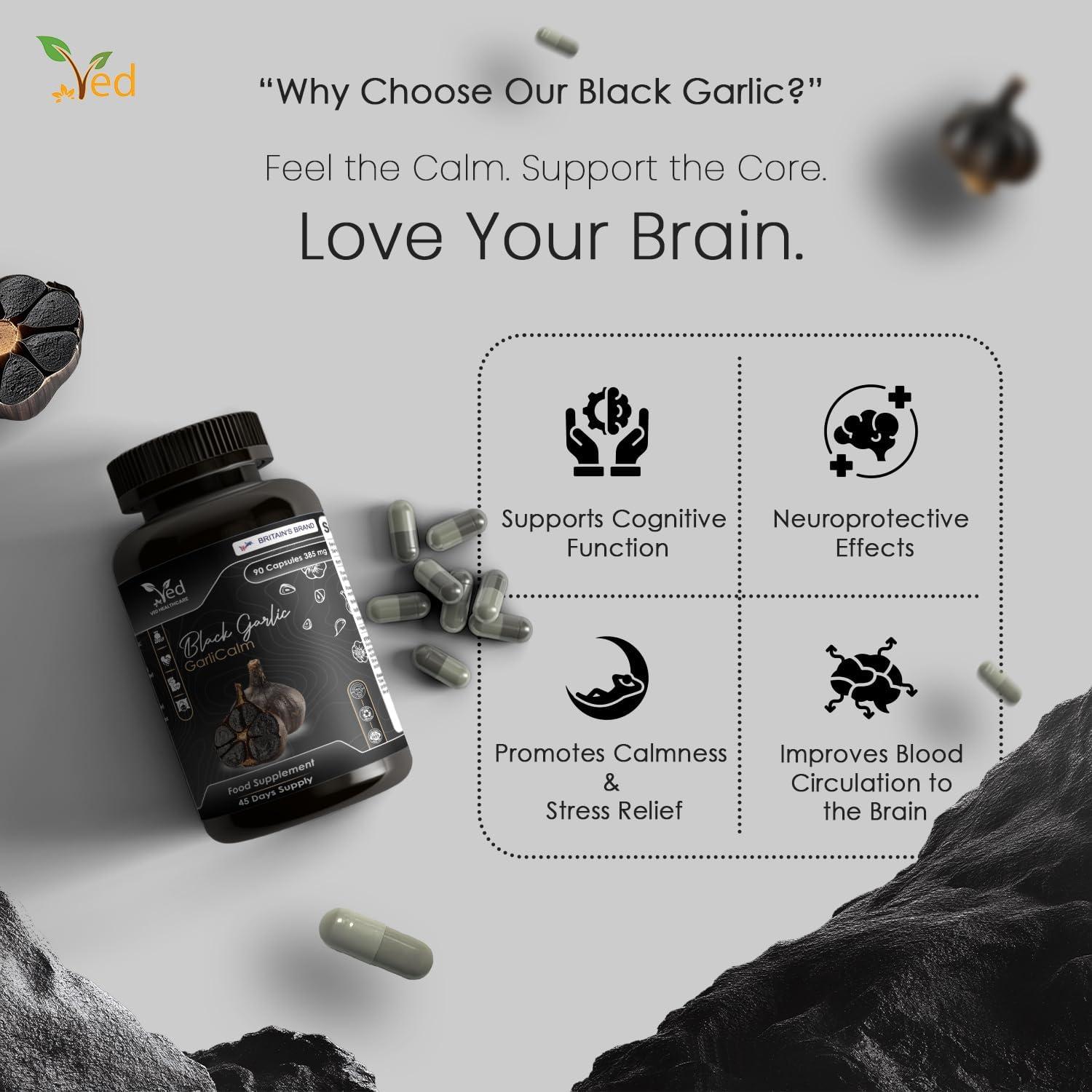 Ved GarliCalm 90 Cápsulas - Suplemento Ajo Negro Sin Olor