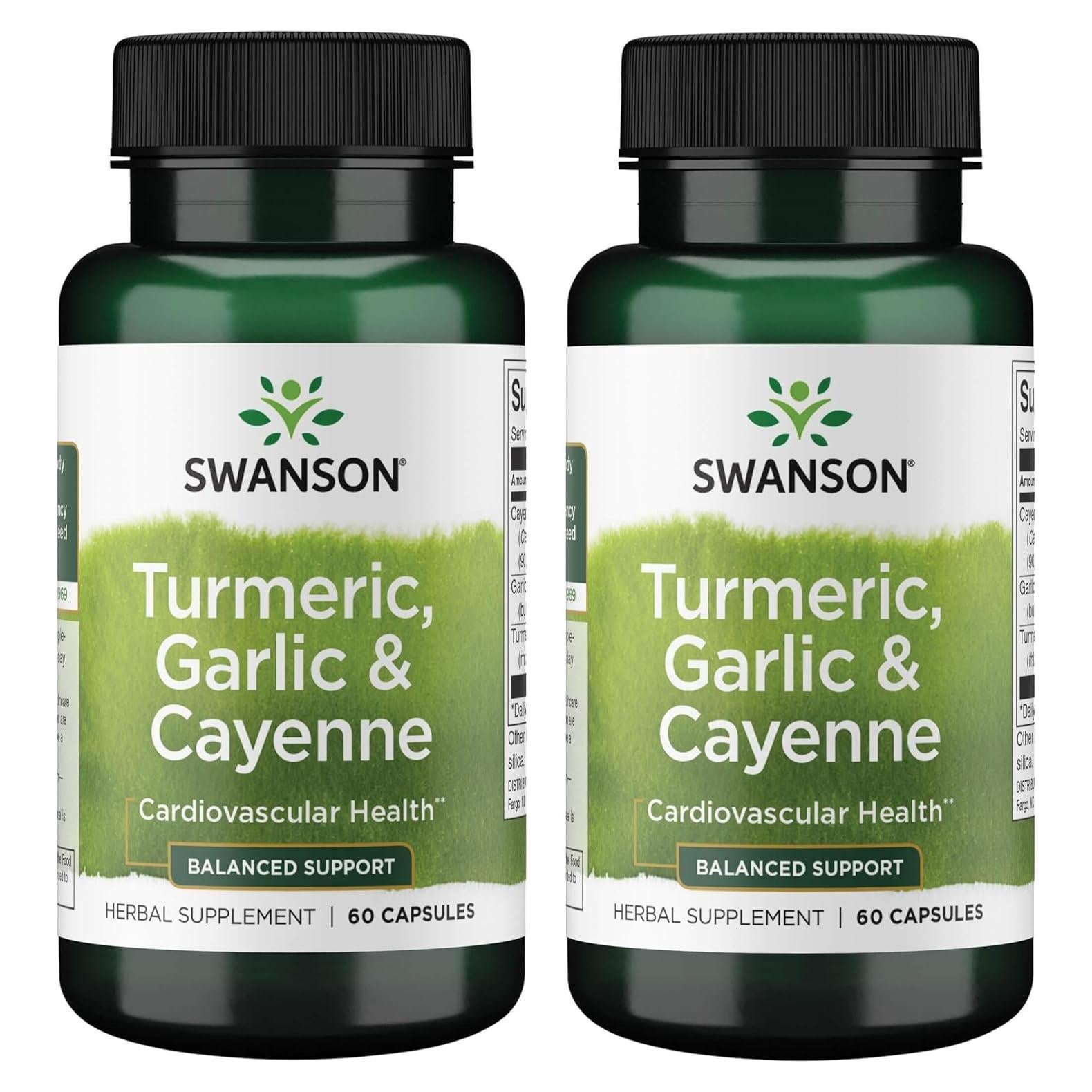 Cápsulas de Cúrcuma, Ajo y Cayena Swanson 60 Unidades