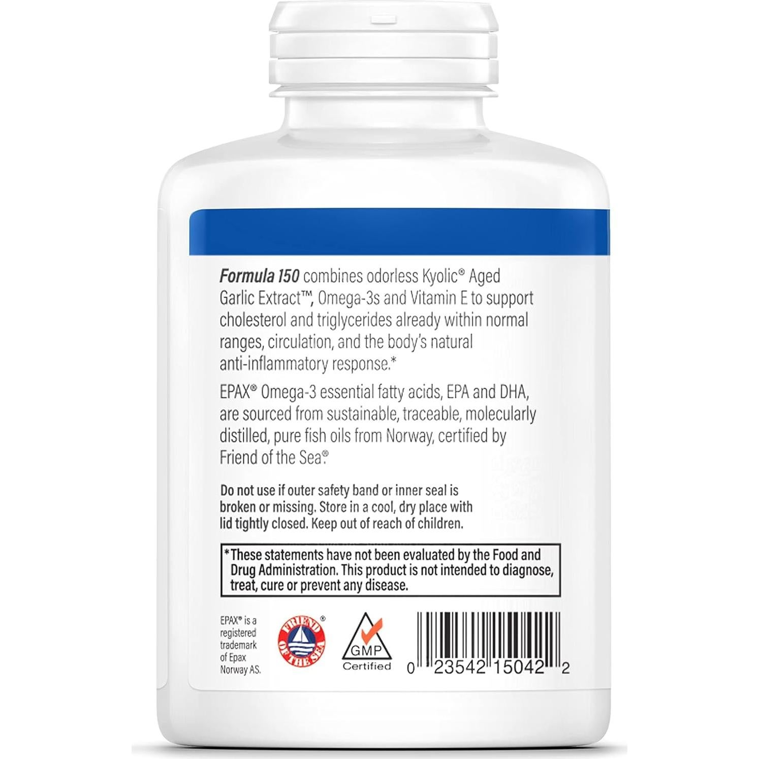 Extracto de Ajo Aged Kyolic 150, 180 gelatinas blandas Omega-3