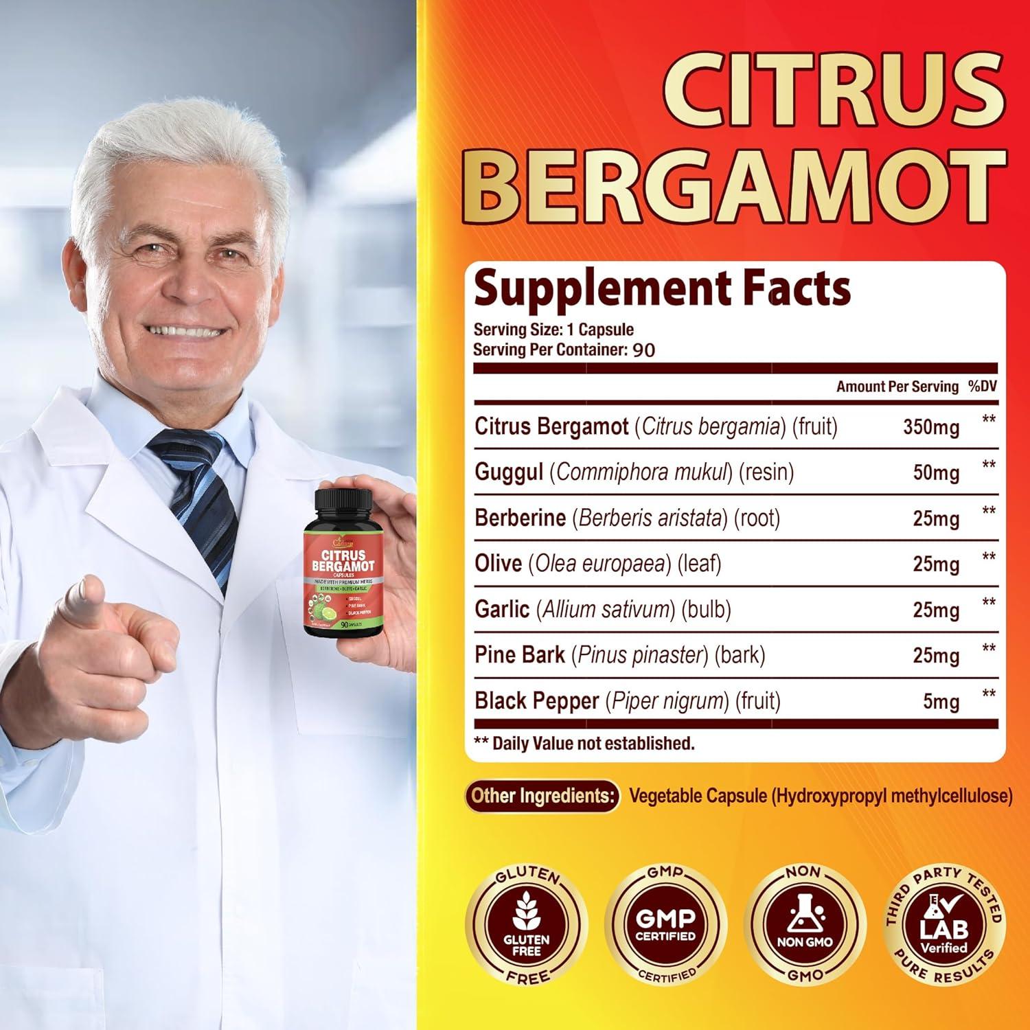 Suplemento Orgánico de Bergamota Cadane 90 Cápsulas 3 Meses