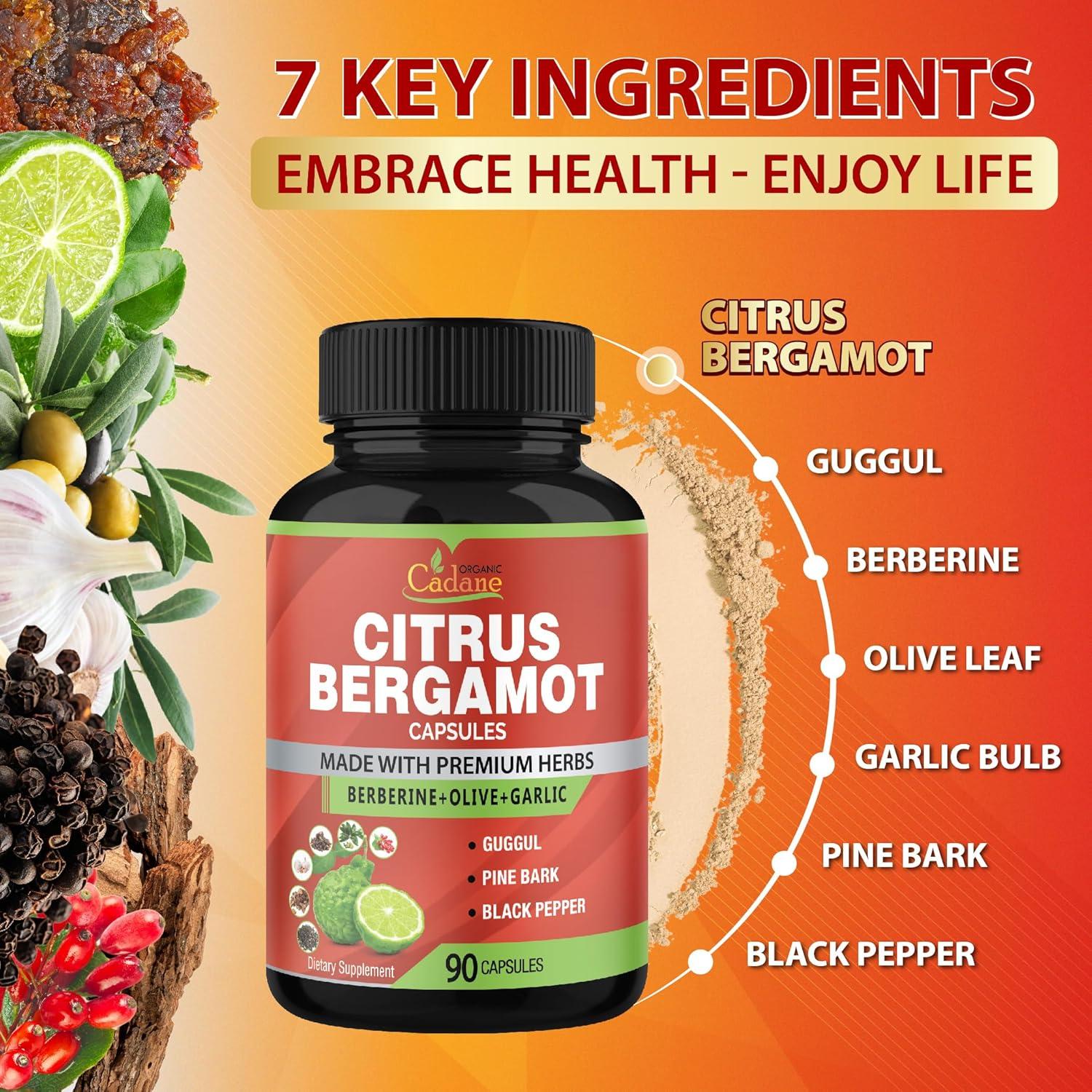 Suplemento Orgánico de Bergamota Cadane 90 Cápsulas 3 Meses