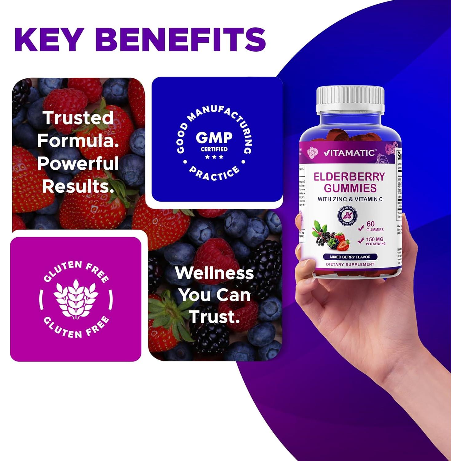 Gomitas Vitamatic con Vitamina C y Zinc - 60 Unidades - Veganas