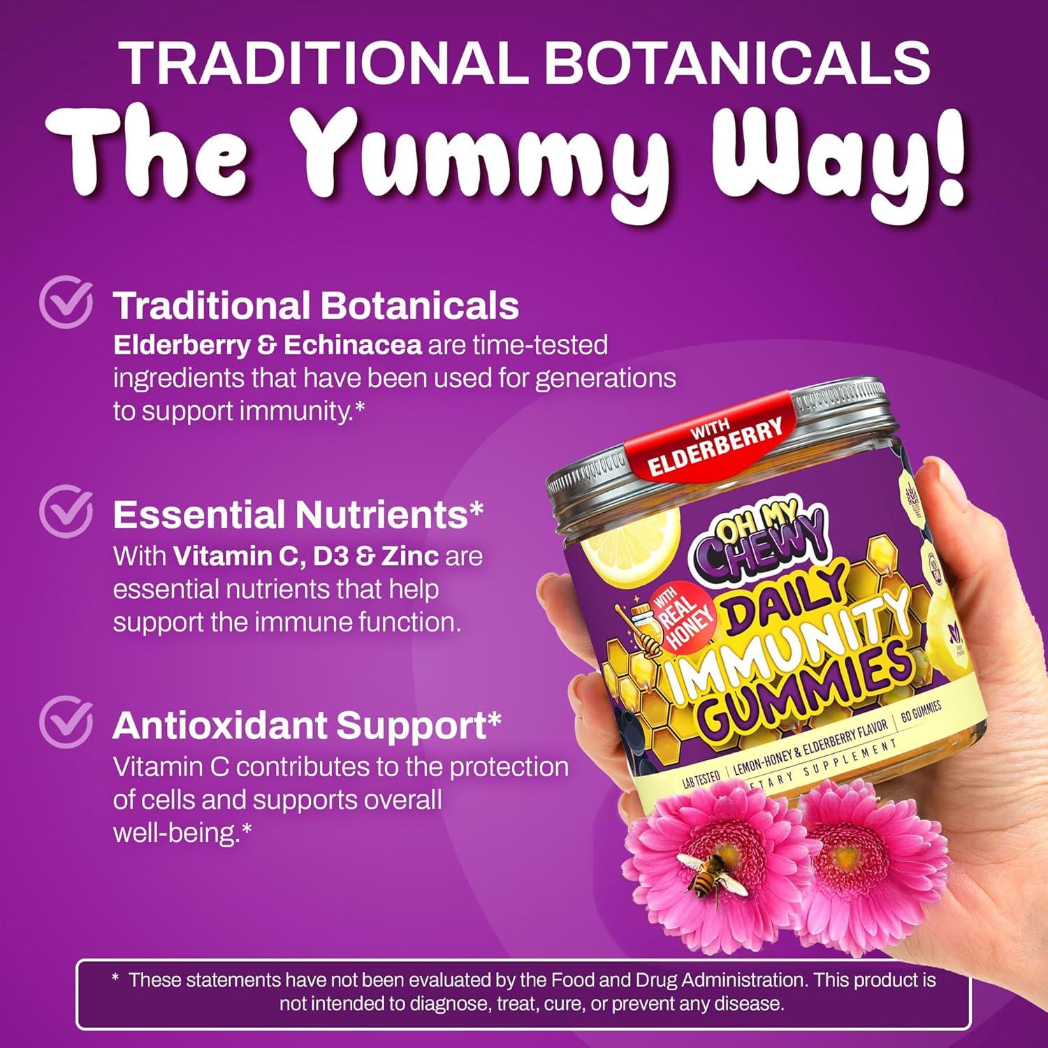 Gomitas Inmunológicas Oh My Chewy - Miel y Limón - 60 Unidades