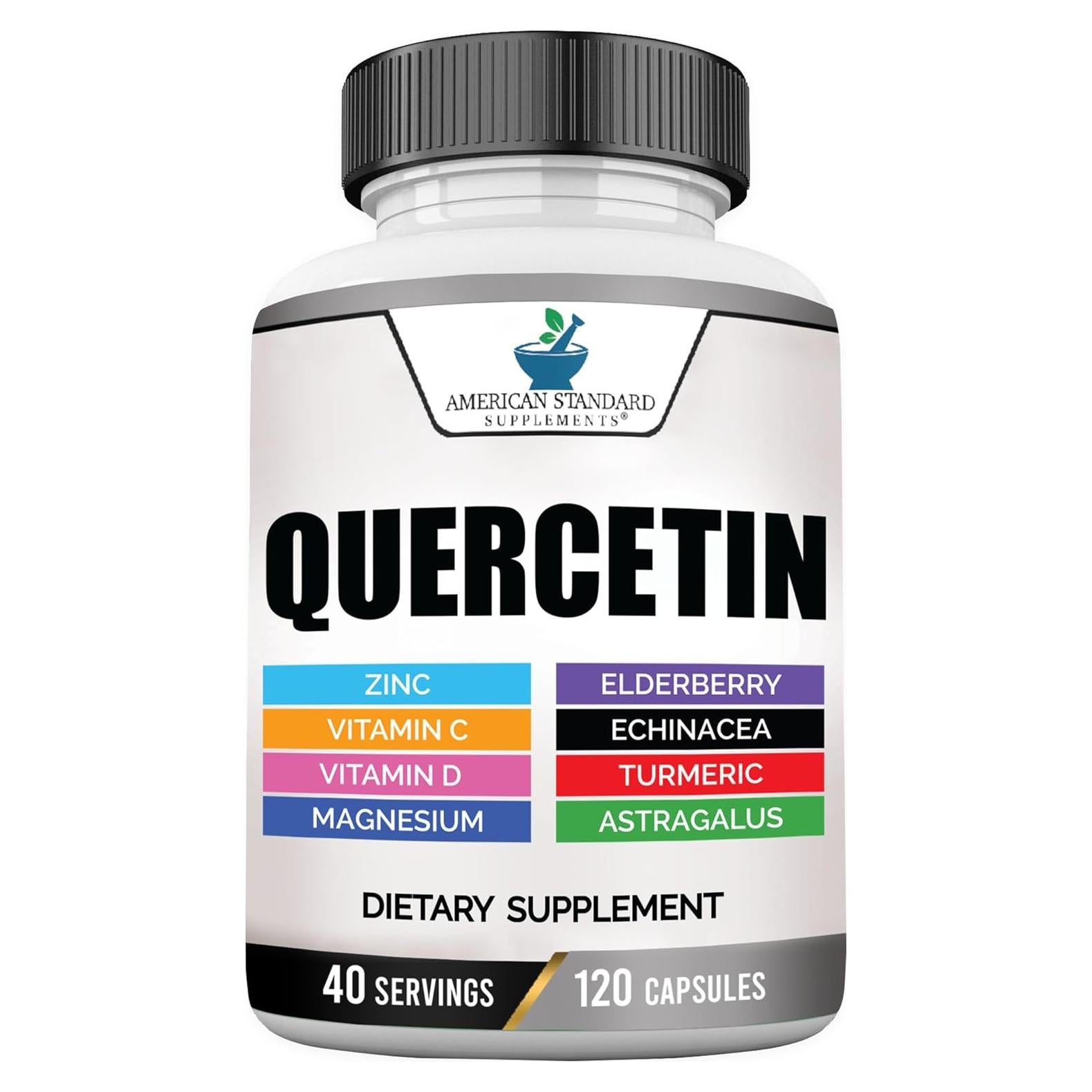 Suplementos American Standard Quercetina 1000mg con Zinc y Vitamina C - 120 Cápsulas