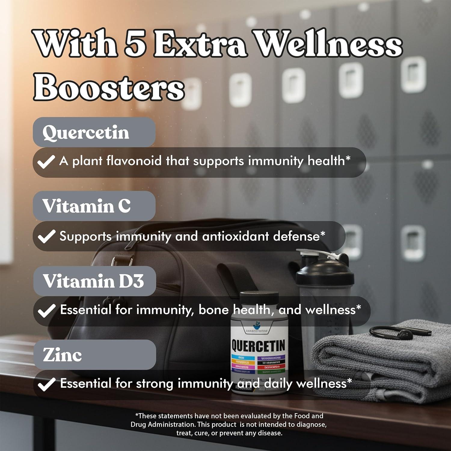 Suplementos American Standard Quercetina 1000mg con Zinc y Vitamina C - 120 Cápsulas