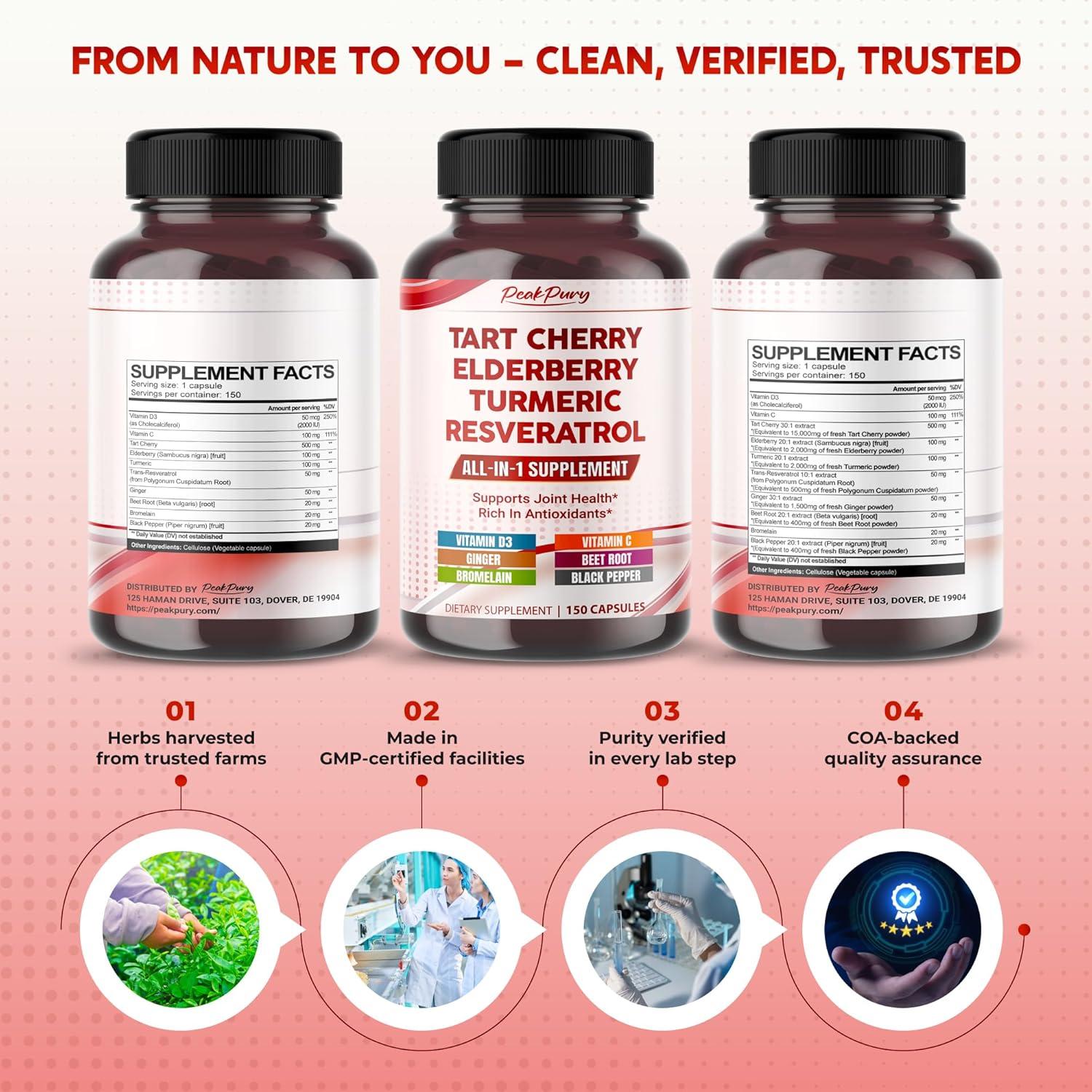 Cápsulas de Cereza Ácida PeakPury 150 unidades - Antioxidantes