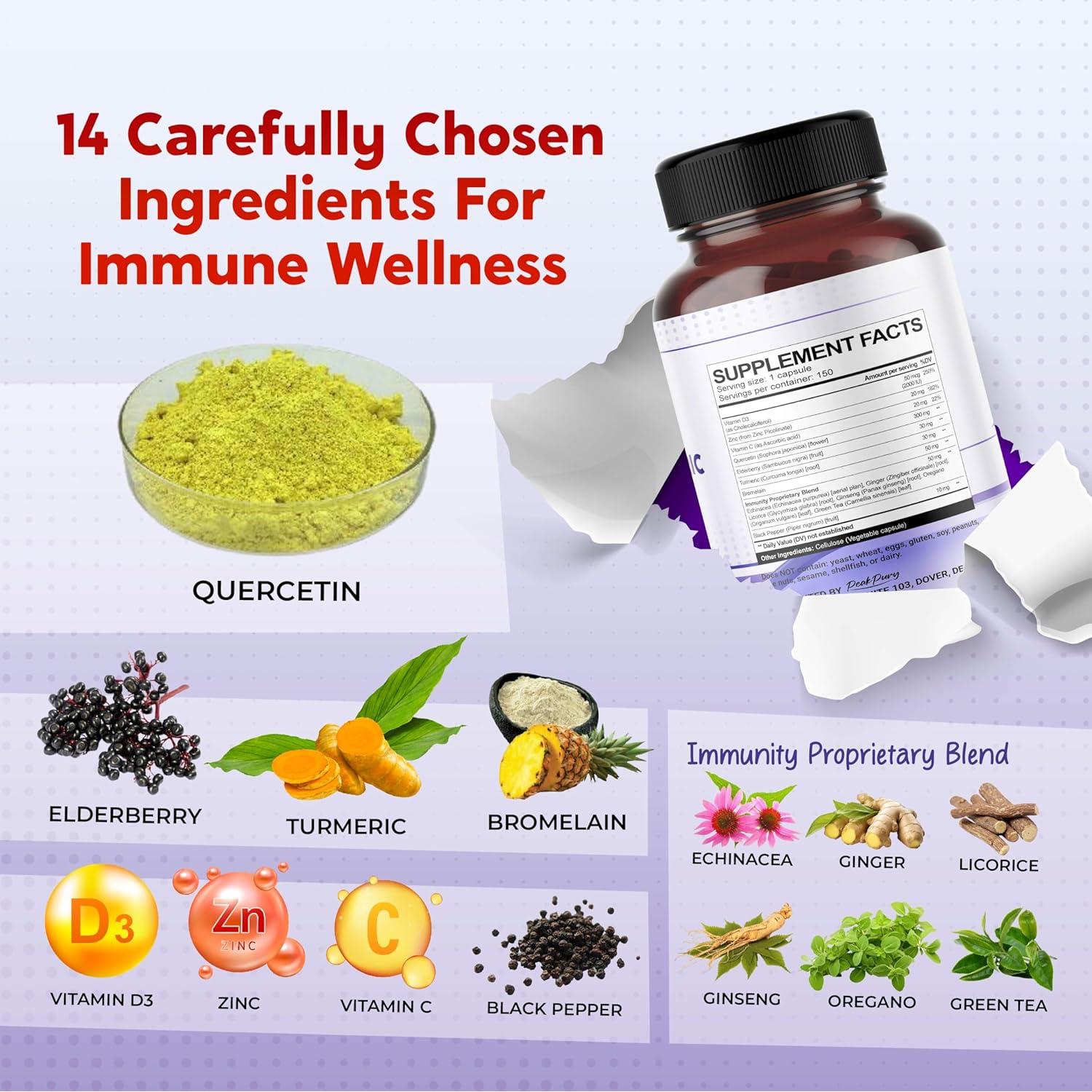 Quercetina PeakPury 150 Cápsulas - Soporte Inmunológico