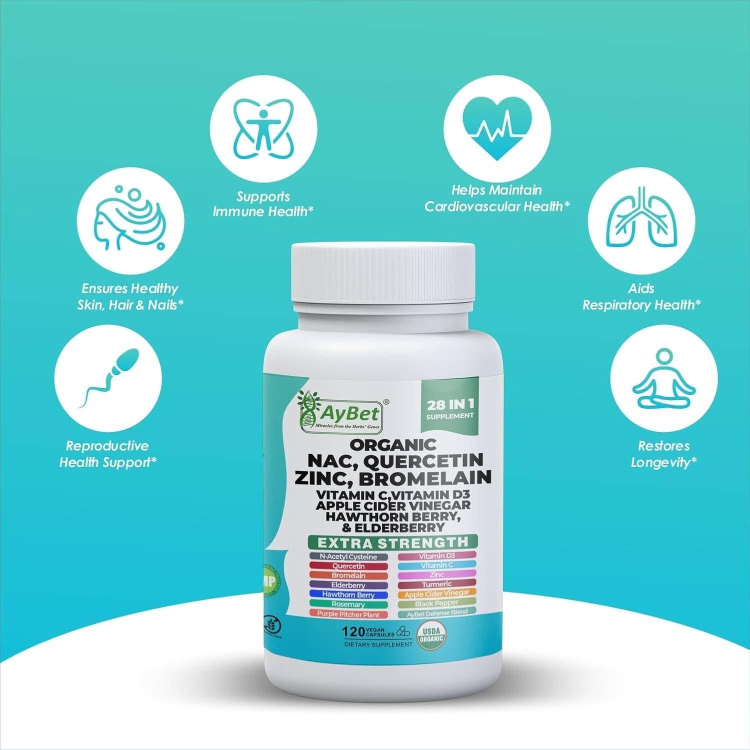 Suplemento Inmunológico AyBet 120 Cápsulas Veganas 28 en 1