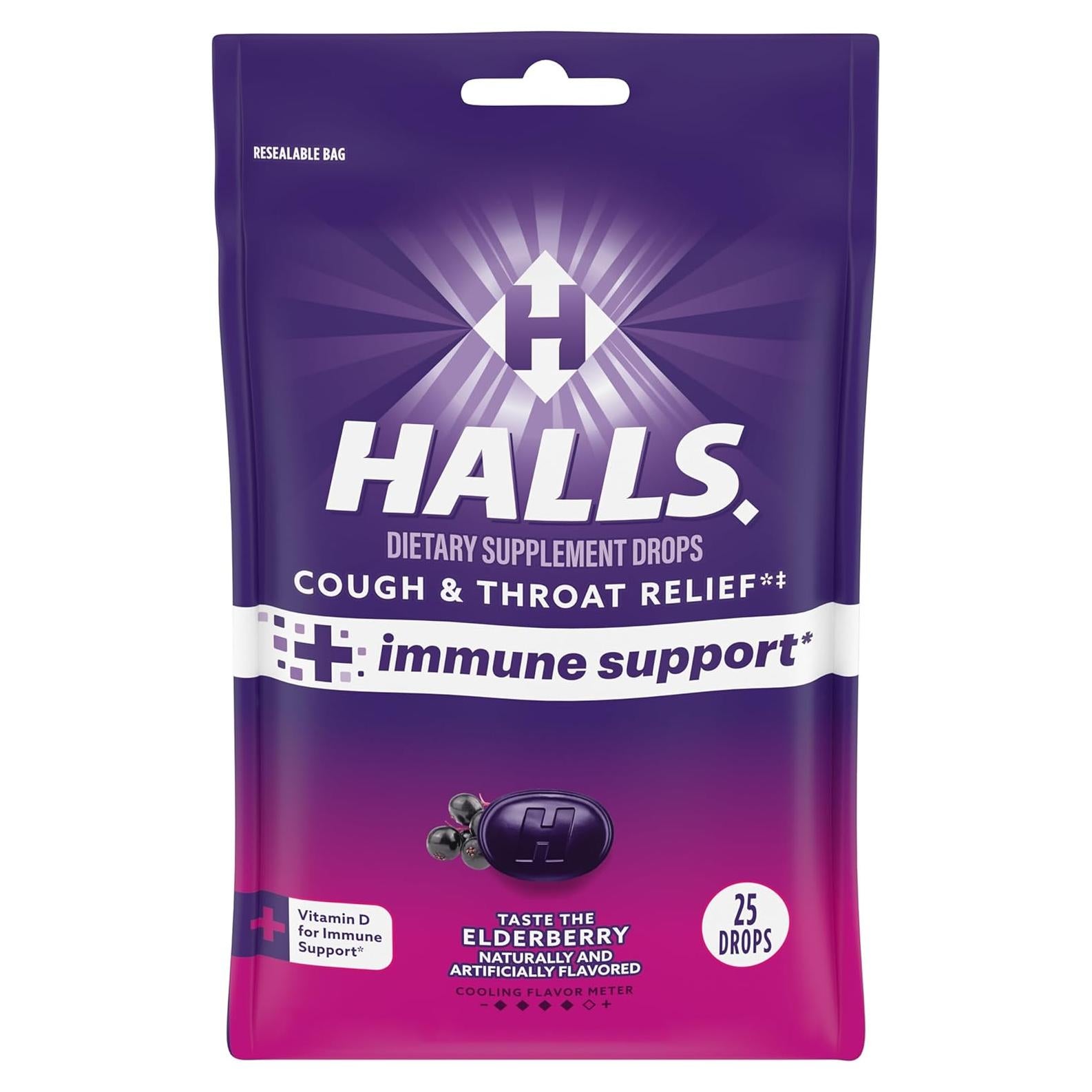 HALLS Caramelos Alivio de Tos y Garganta Sabor Saúco 25 Unidades