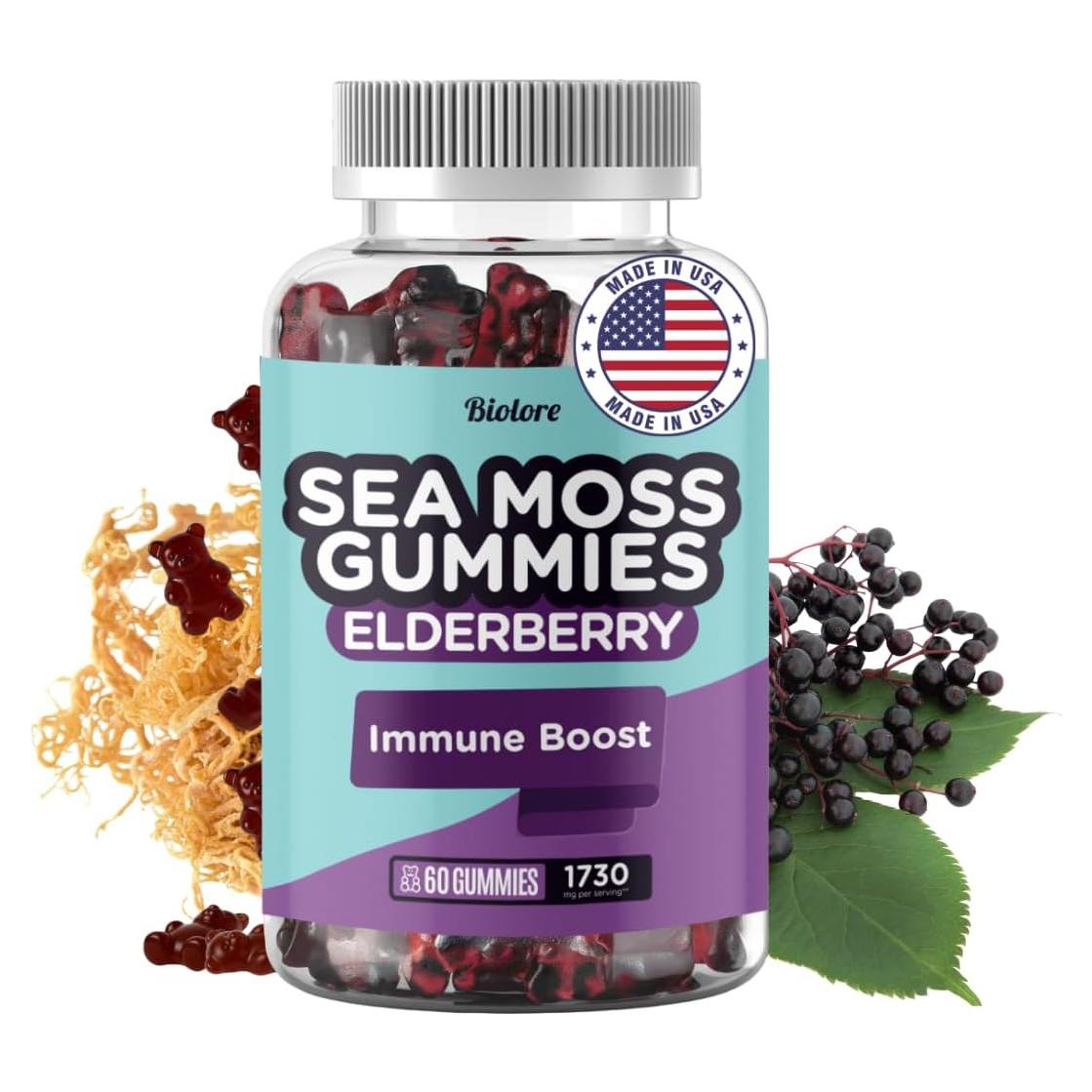 Gomitas Veganas Biolore de Musgo Marino y Saúco - 60 Piezas