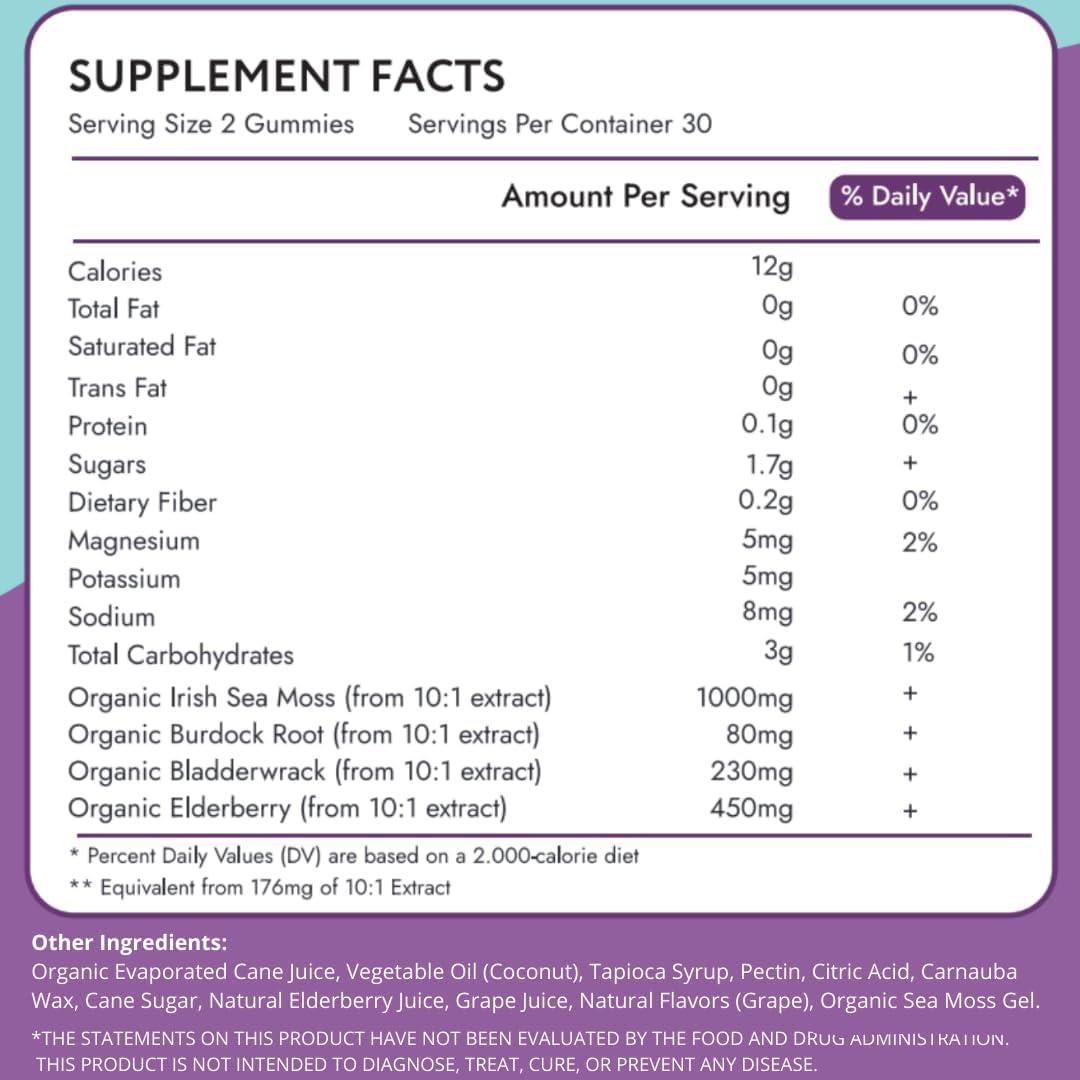 Gomitas Veganas Biolore de Musgo Marino y Saúco - 60 Piezas