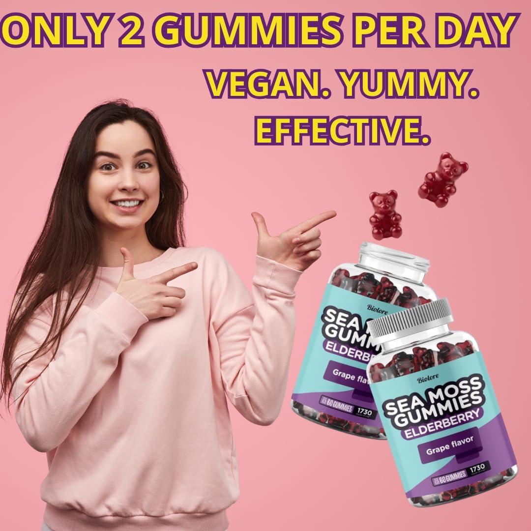 Gomitas Veganas Biolore de Musgo Marino y Saúco - 60 Piezas