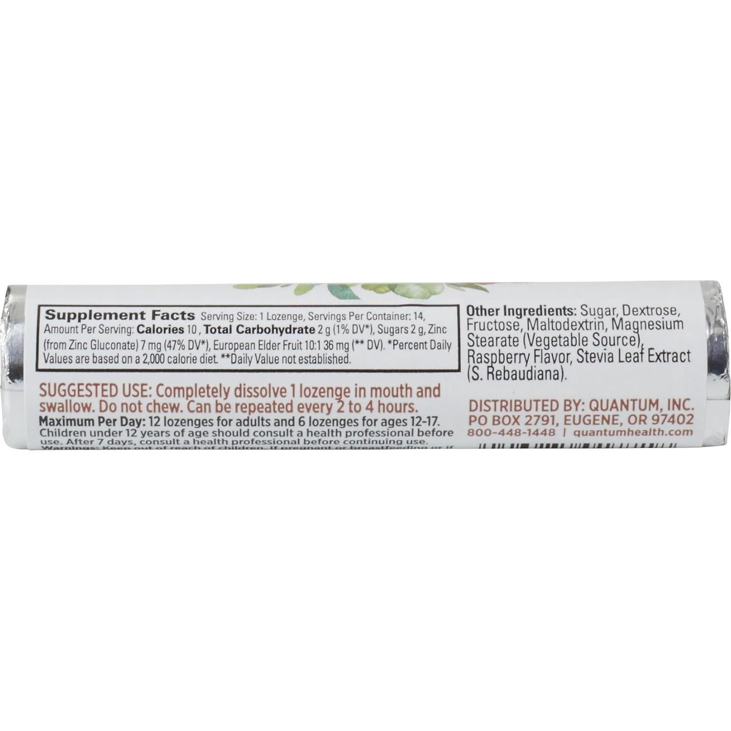 Pastillas de Zinc Quantum Health TheraZinc 14 Unidades Sabor Frambuesa