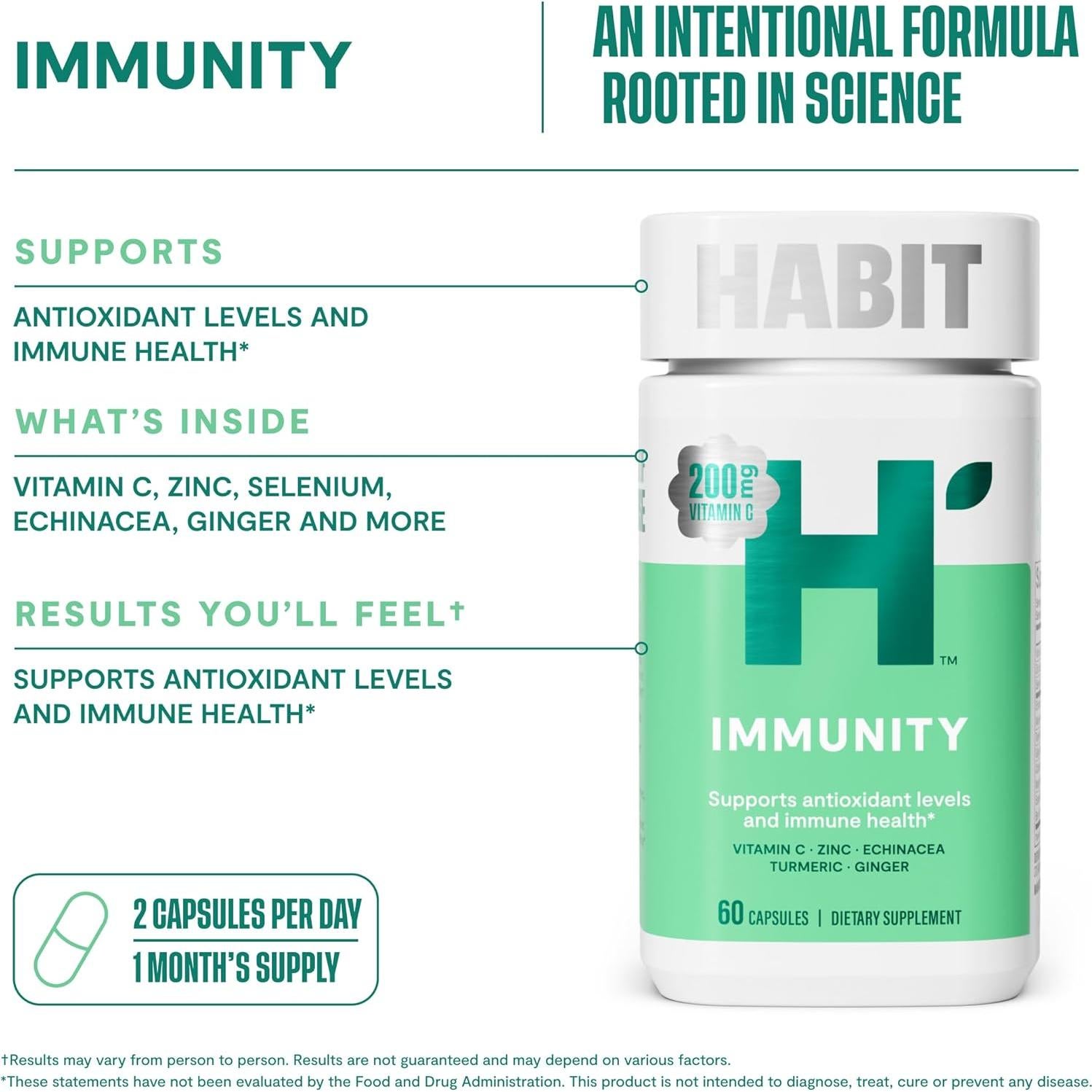 Suplemento Inmunidad Habit 2 Paquete Doble 120 Cápsulas Veganas