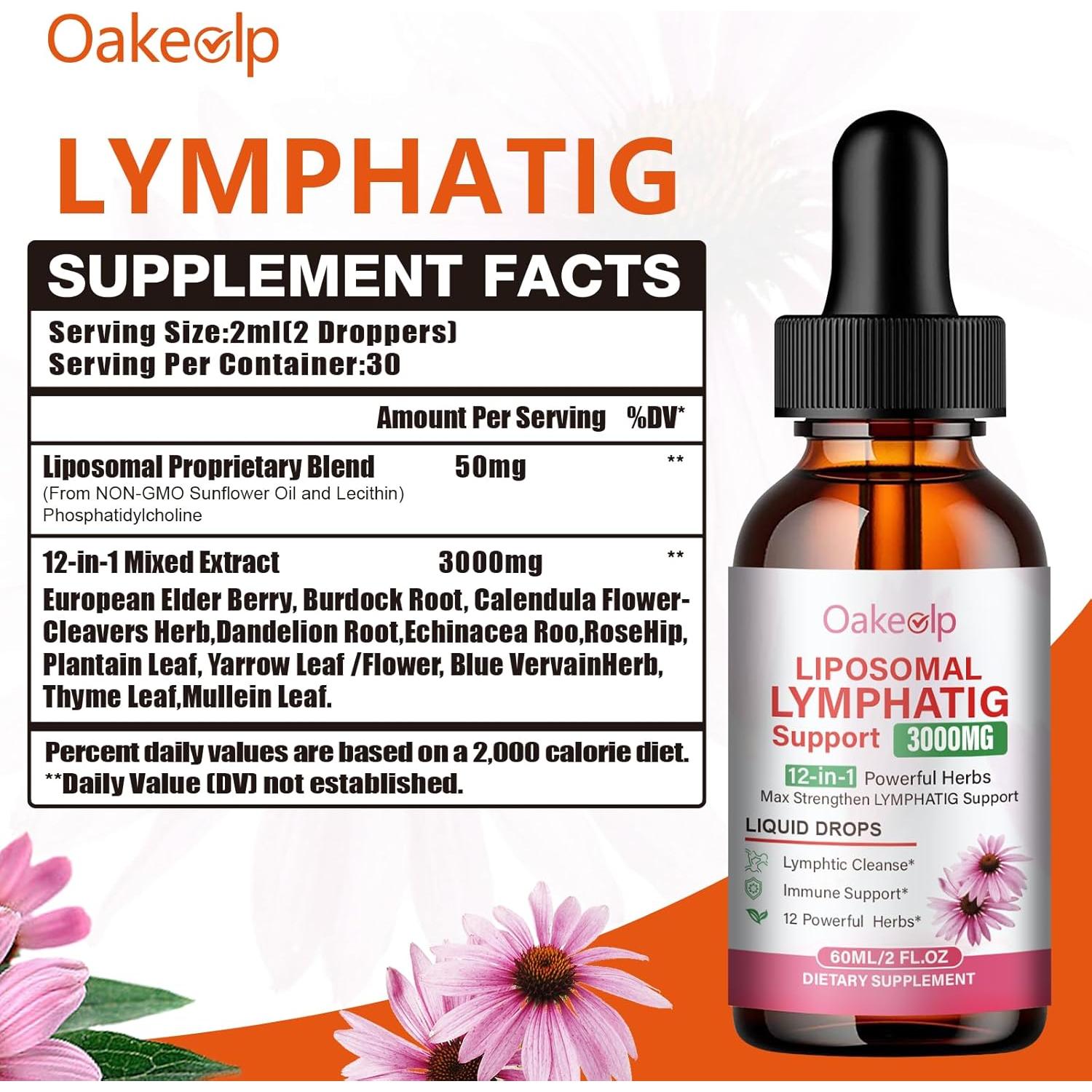 Gotas Drenaje Linfático Oakevlp 3000MG 12 en 1 29.57ml