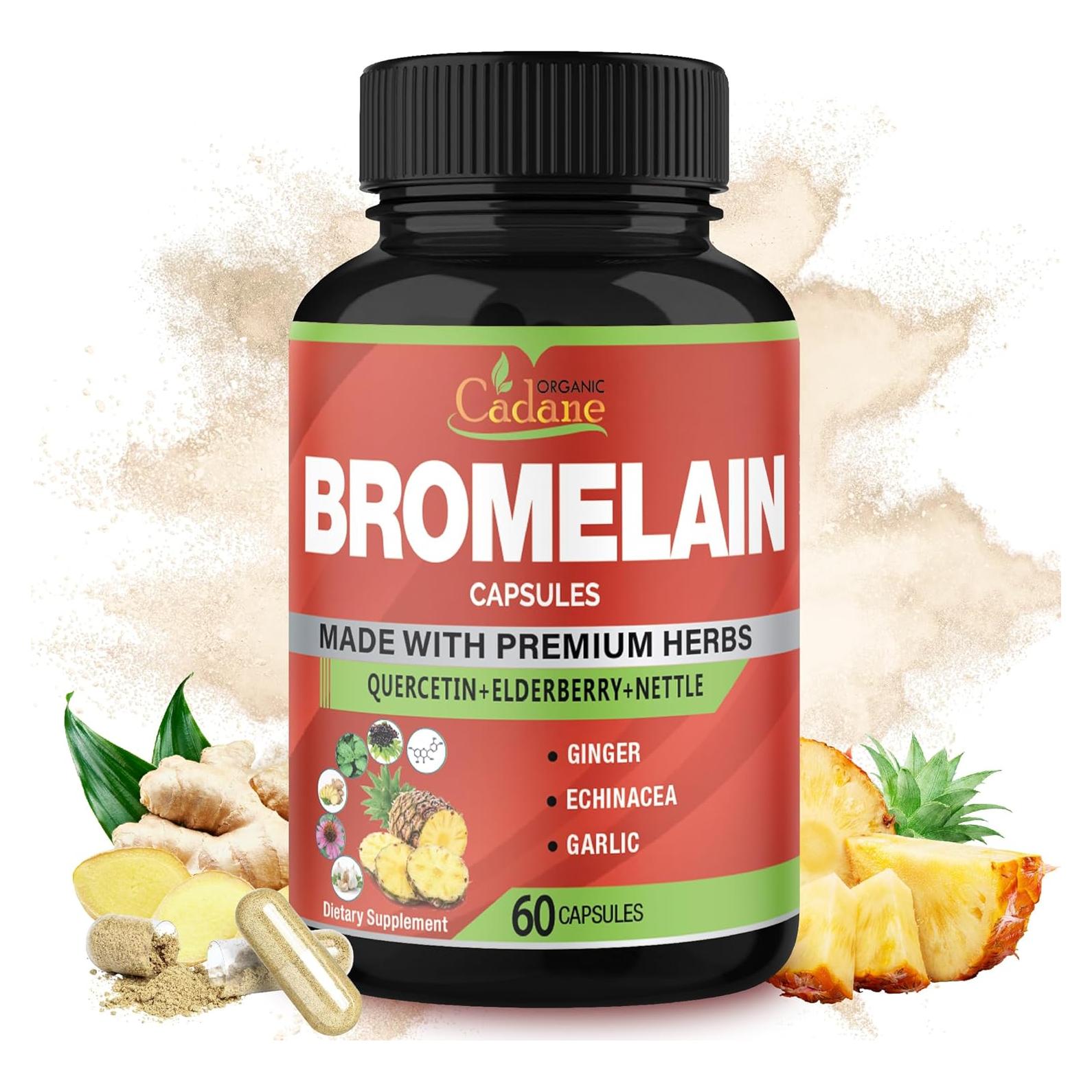 Cápsulas de Bromelina Orgánica Cadane 60 Unidades - Salud Digestiva