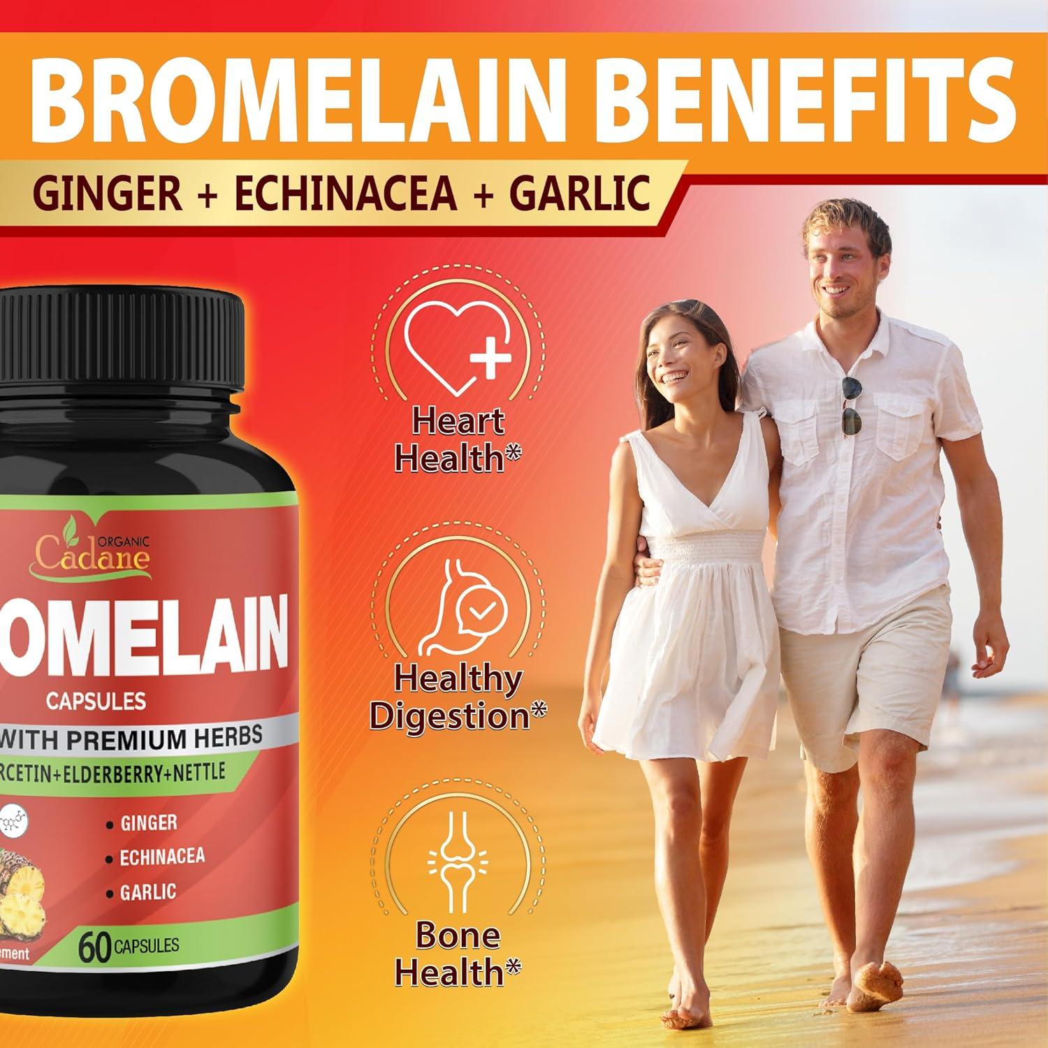 Cápsulas de Bromelina Orgánica Cadane 60 Unidades - Salud Digestiva