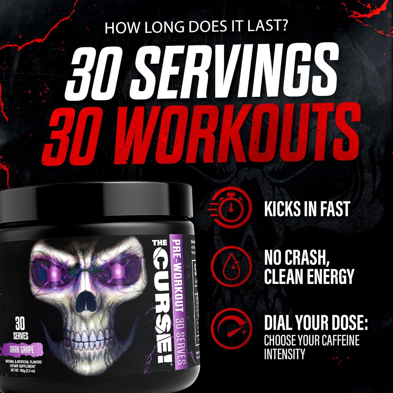 JNX SPORTS The Curse! Polvo Pre Entrenamiento 150g Sabor Uva Oscura