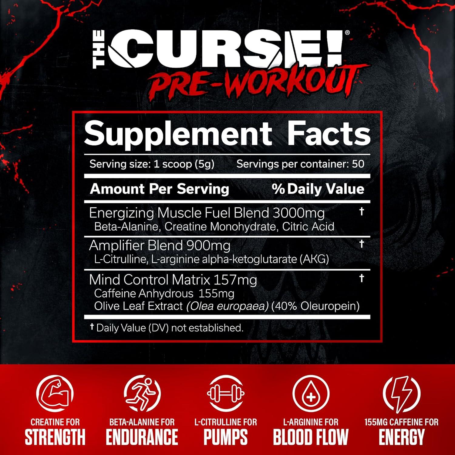 JNX SPORTS The Curse! Polvo Pre Entrenamiento 150g Sabor Uva Oscura